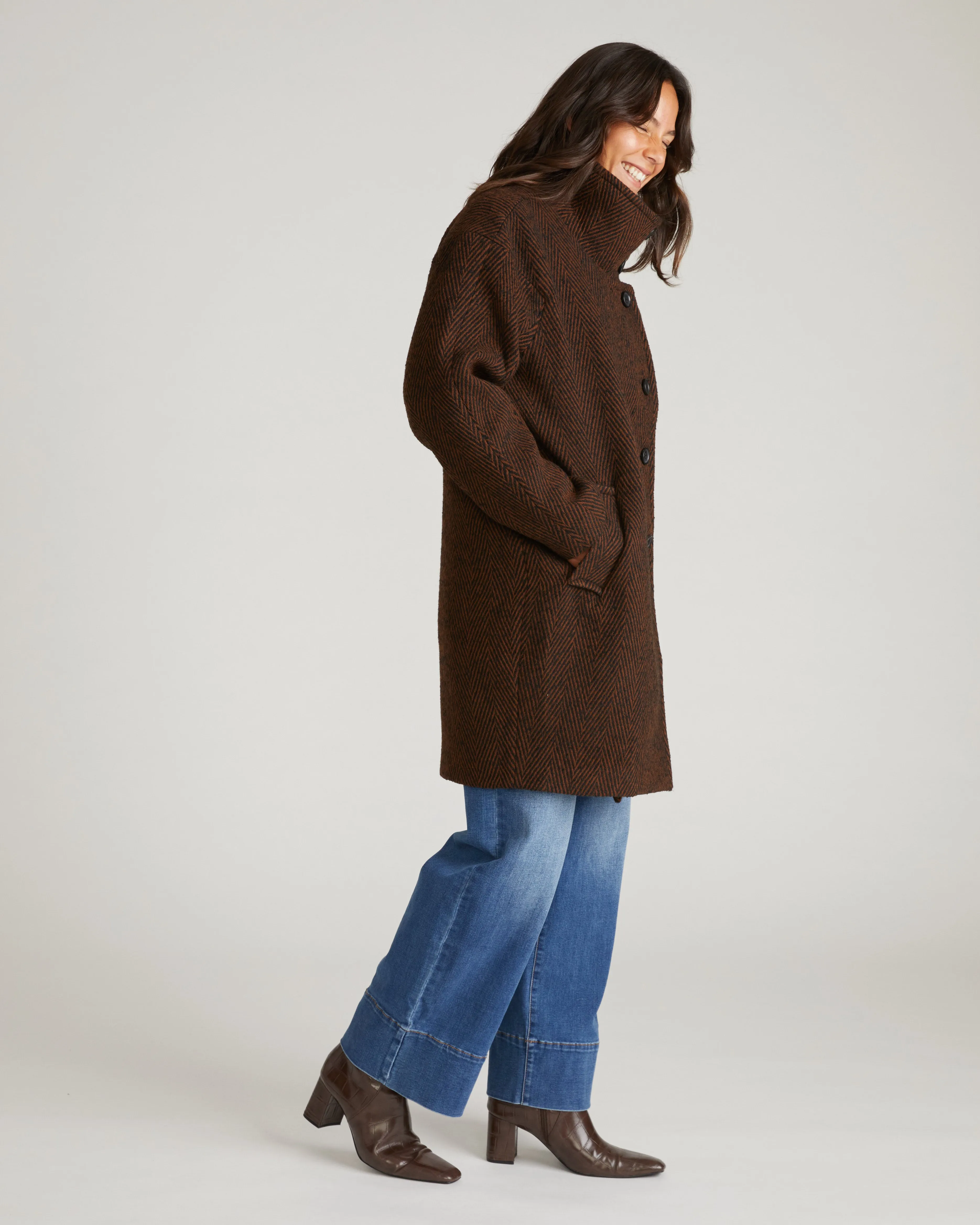 Marlo Cocoon Coat - Black/Brown Herringbone sold by Universal Standard product image thumbnail 3