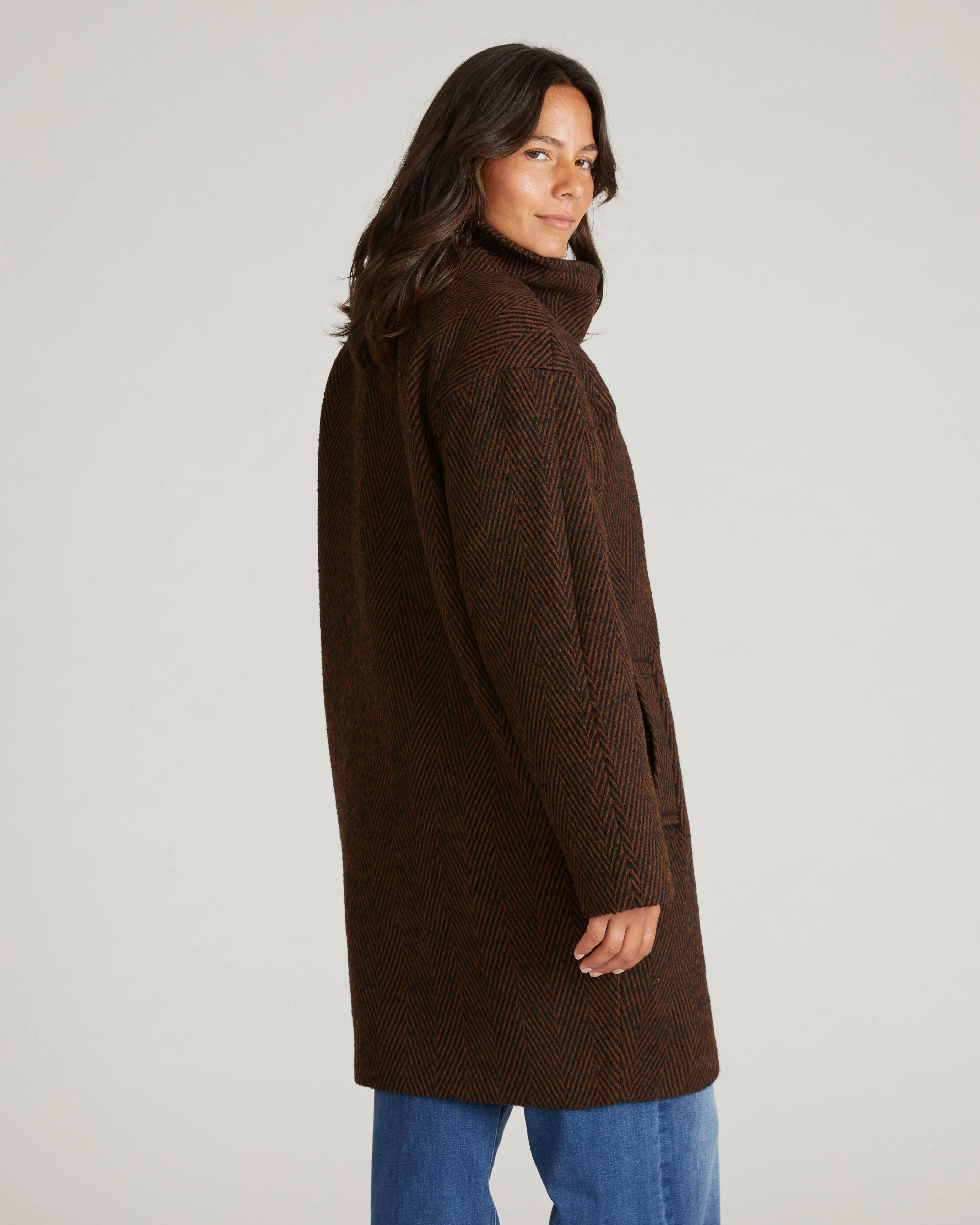 Marlo Cocoon Coat - Black/Brown Herringbone sold by Universal Standard product image thumbnail 4