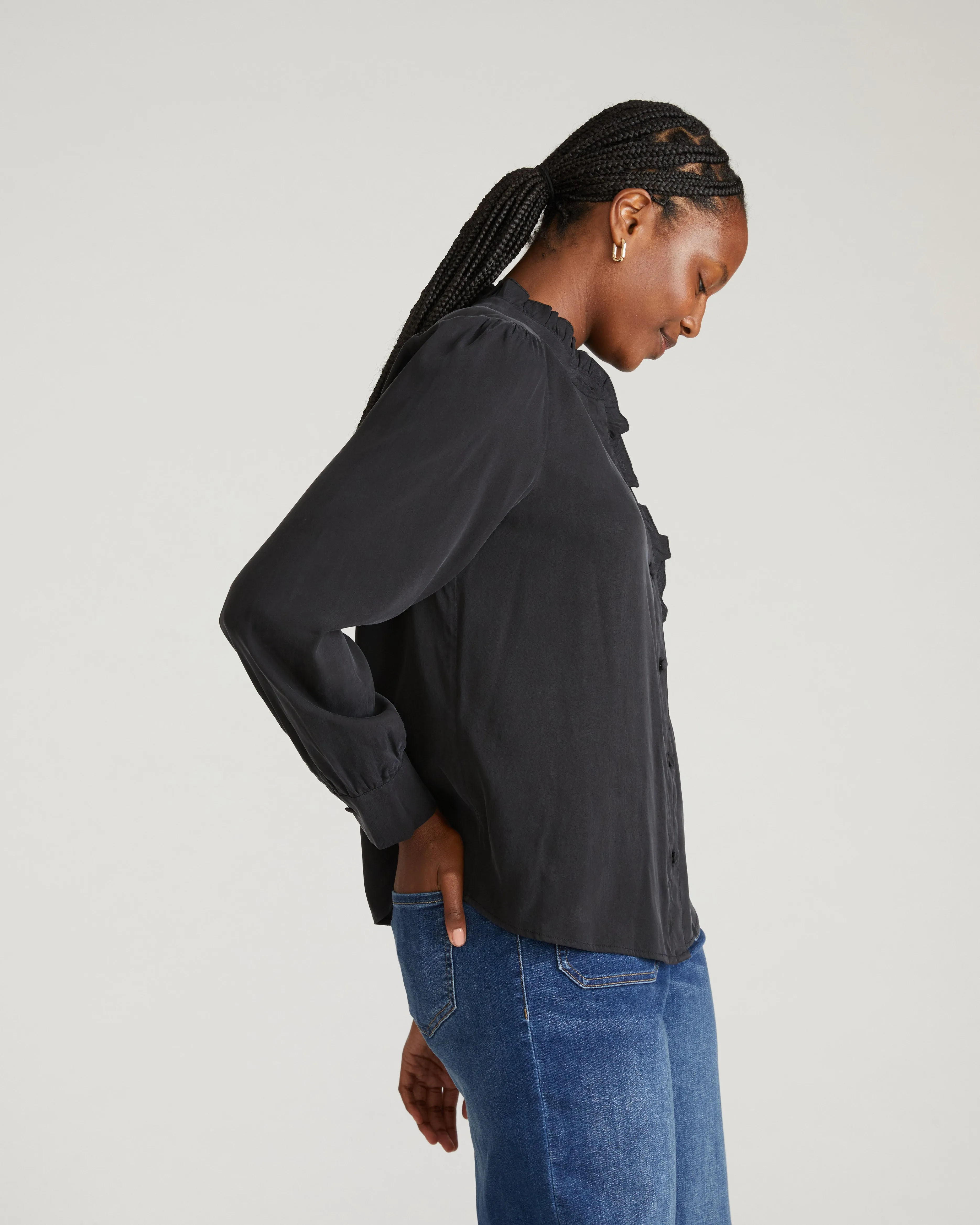 Endora Stretch Cupro Blouse - Black sold by Universal Standard product image thumbnail 2