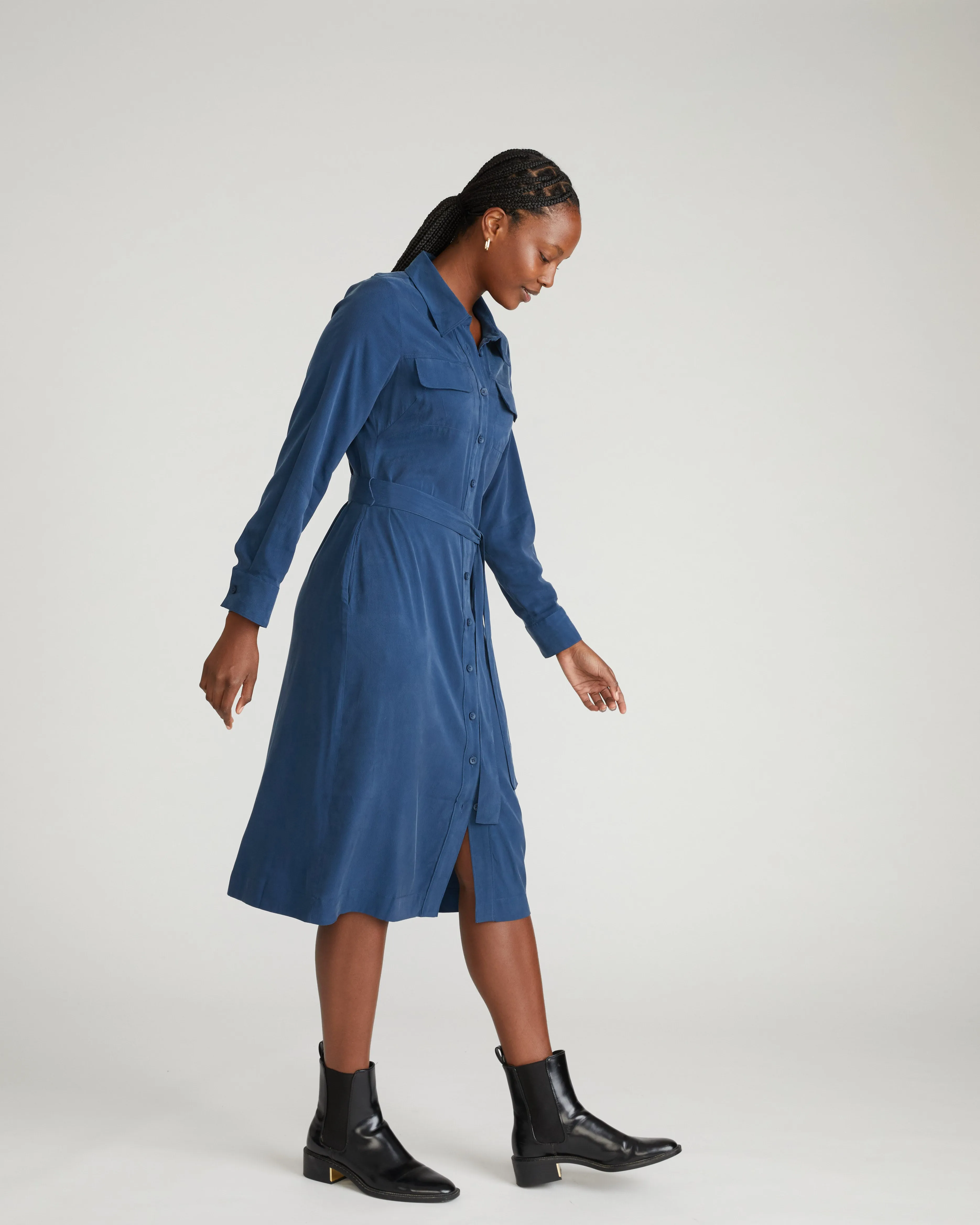 Cooling Stretch Cupro Savannah Dress - Pageant Blue sold by Universal Standard product image thumbnail 2