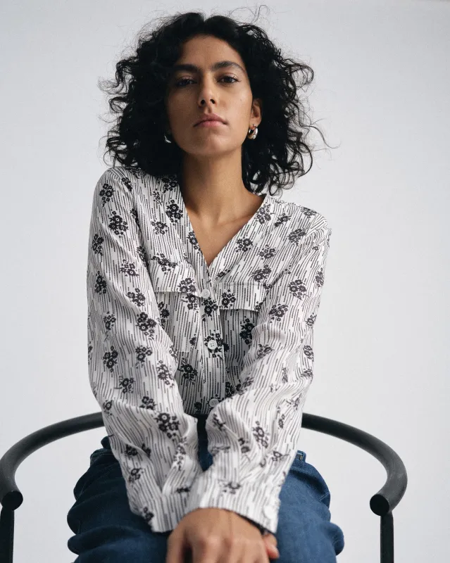 Cooling Stretch Cupro Button-Down Blouse - Vintage Daydream Print sold by Universal Standard