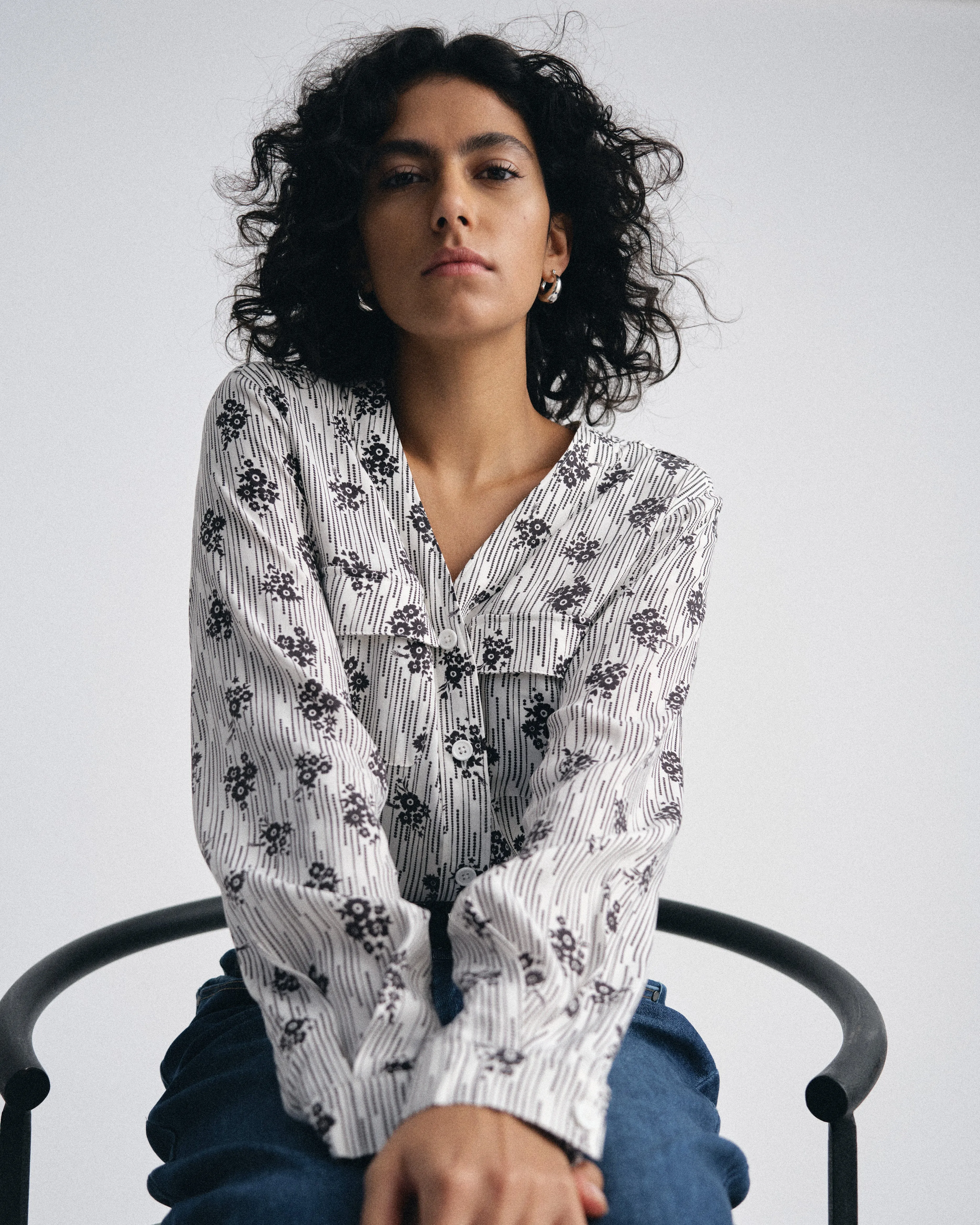 Cooling Stretch Cupro Button-Down Blouse - Vintage Daydream Print sold by Universal Standard