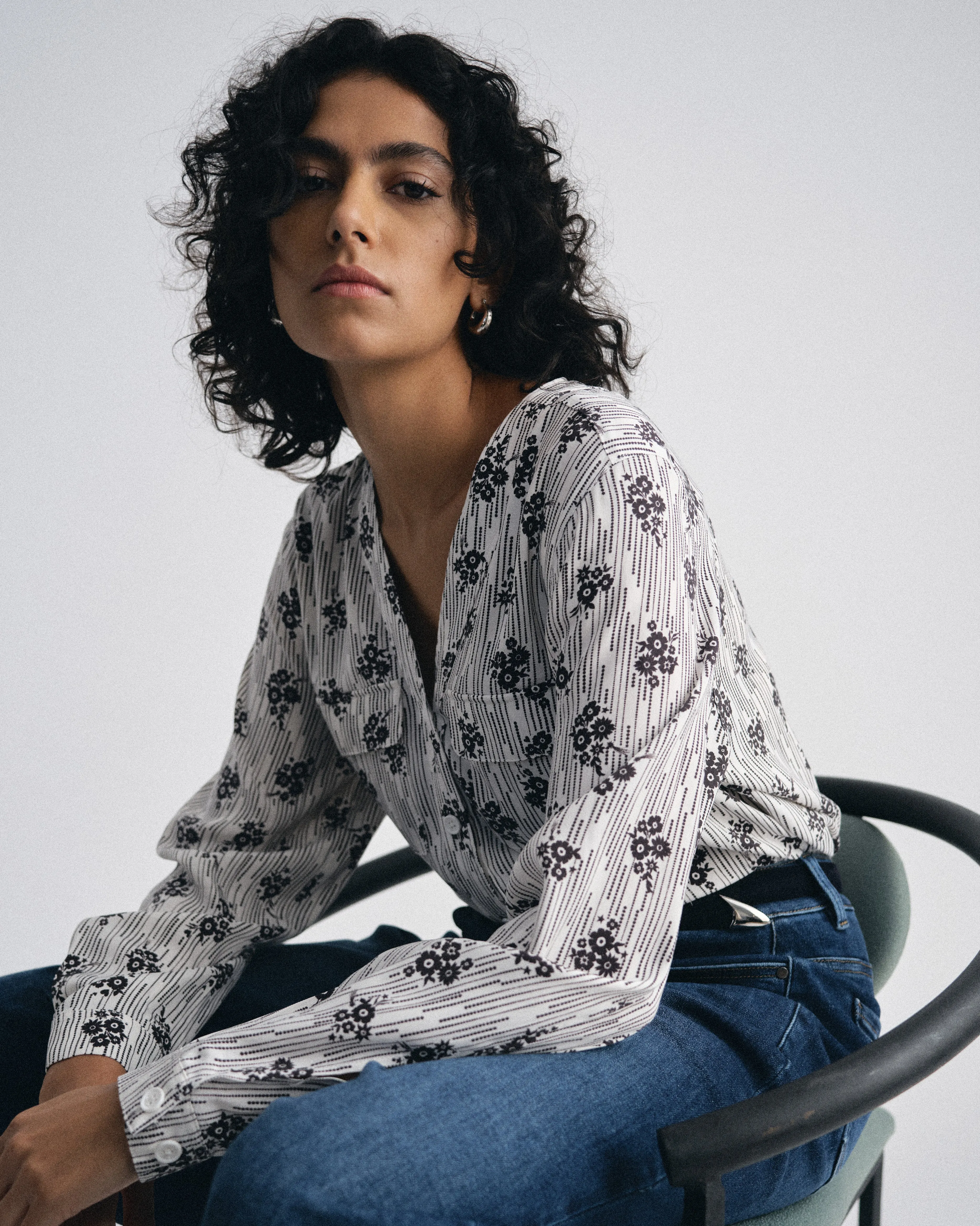 Cooling Stretch Cupro Button-Down Blouse - Vintage Daydream Print sold by Universal Standard product image thumbnail 2