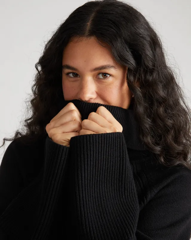 Better-Than-Wool Oversize Turtleneck Sweater - Black sold by Universal Standard