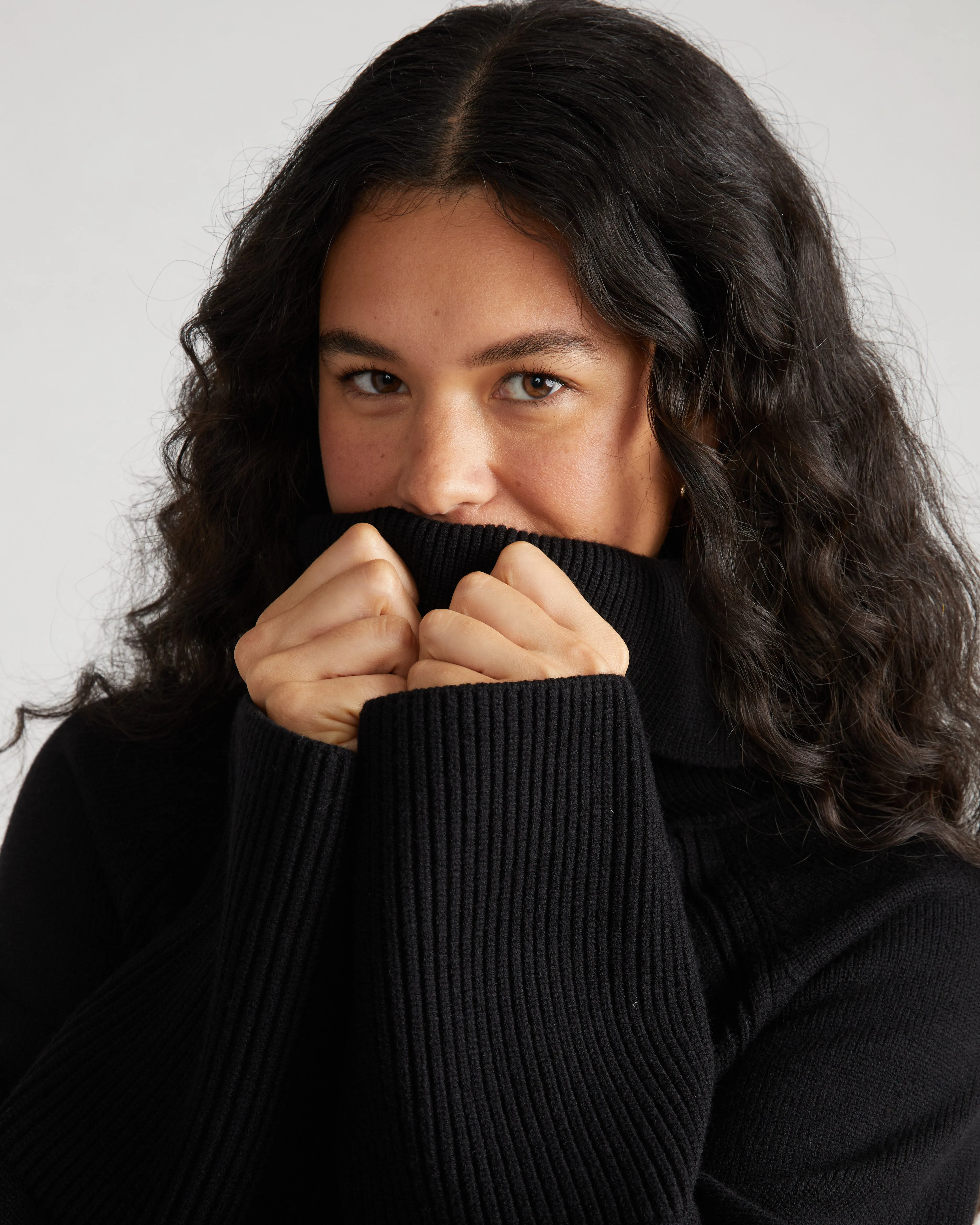 Better-Than-Wool Oversize Turtleneck Sweater - Black sold by Universal Standard