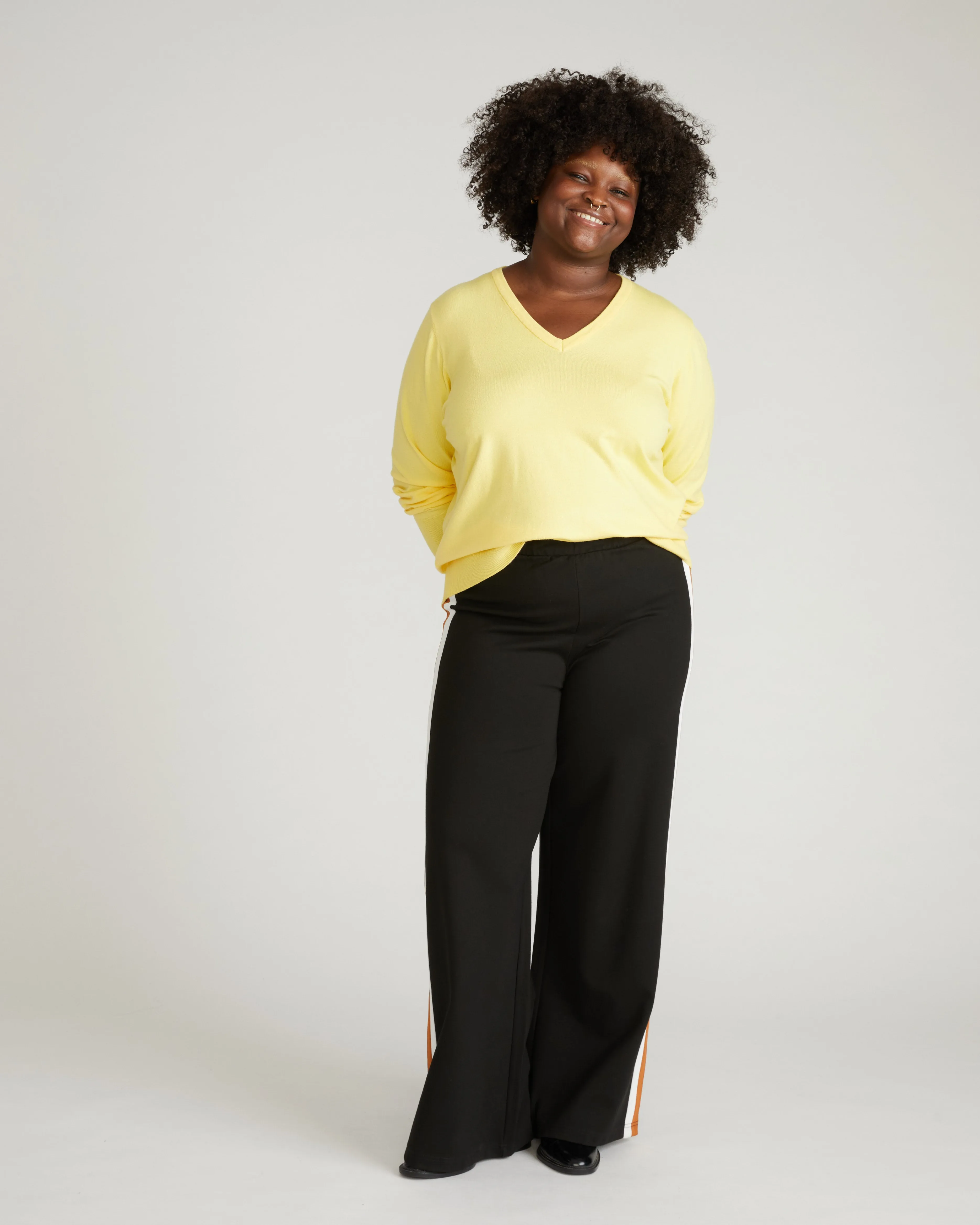 Savvy Fine Knit V Sweater - Banana Pudding sold by Universal Standard product image thumbnail 2
