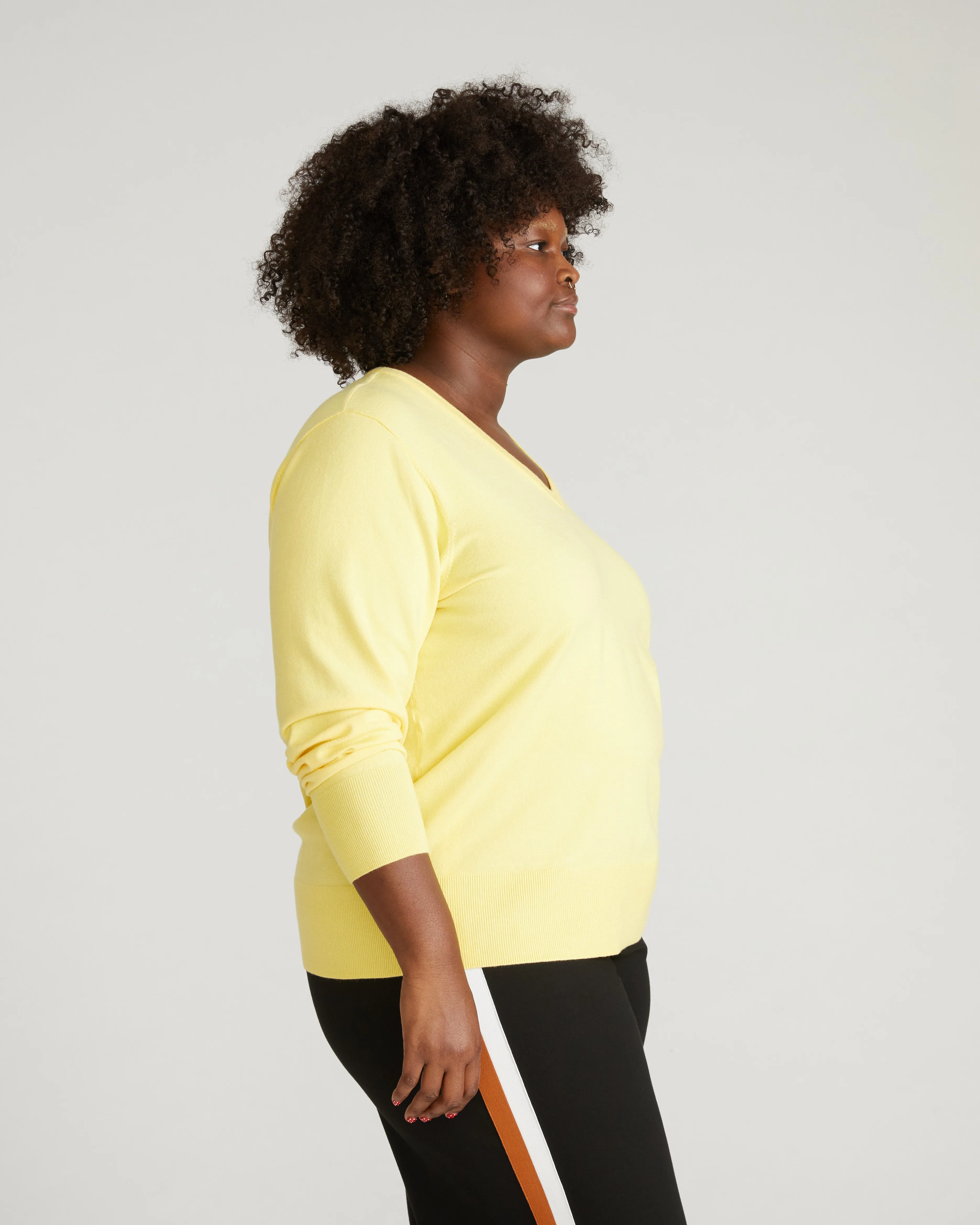 Savvy Fine Knit V Sweater - Banana Pudding sold by Universal Standard product image thumbnail 3