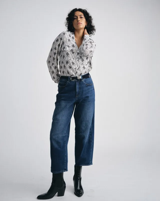 Dakota Cropped Barrel Leg Jeans - Naval Blue Wash sold by Universal Standard