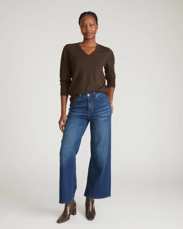 Savvy Fine Knit V Sweater - Espresso sold by Universal Standard