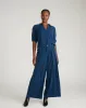 Button Back Stretch Cupro Polo Shirt - Pageant Blue sold by Universal Standard