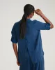Button Back Stretch Cupro Polo Shirt - Pageant Blue sold by Universal Standard