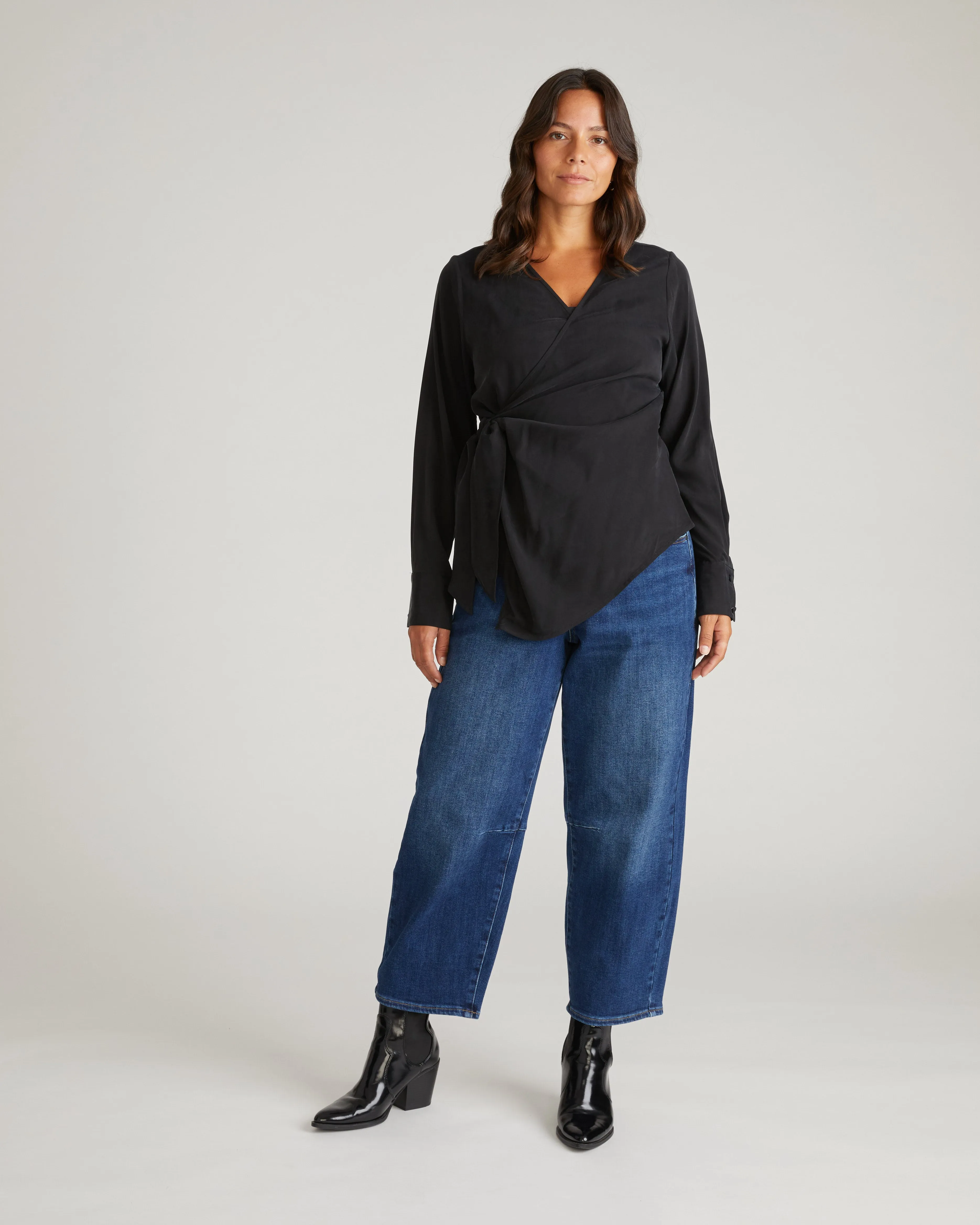 Beacon Stretch Cupro Wrap Shirt - Black sold by Universal Standard product image thumbnail 2