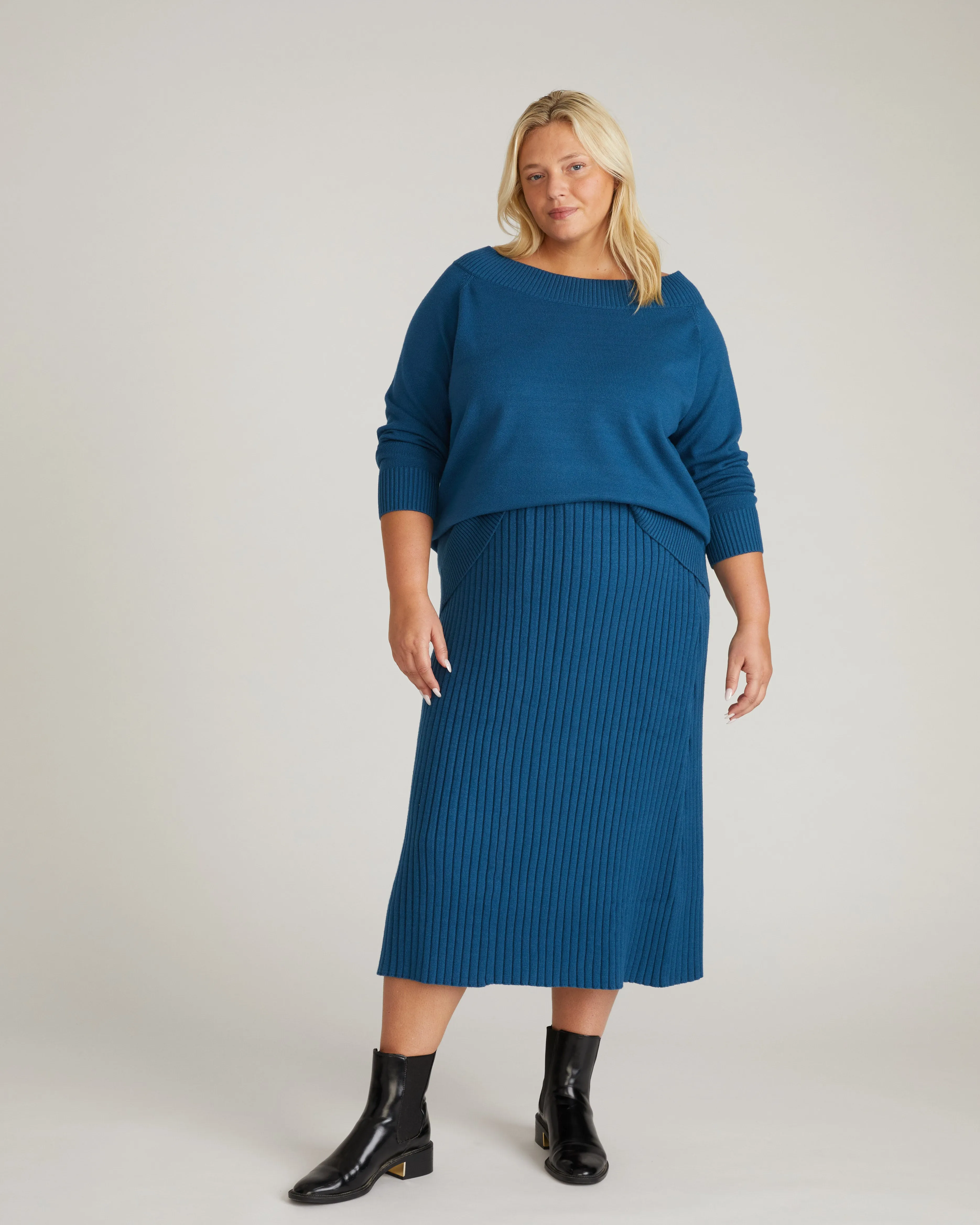 Risa Sweater Skirt - Deep Teal sold by Universal Standard