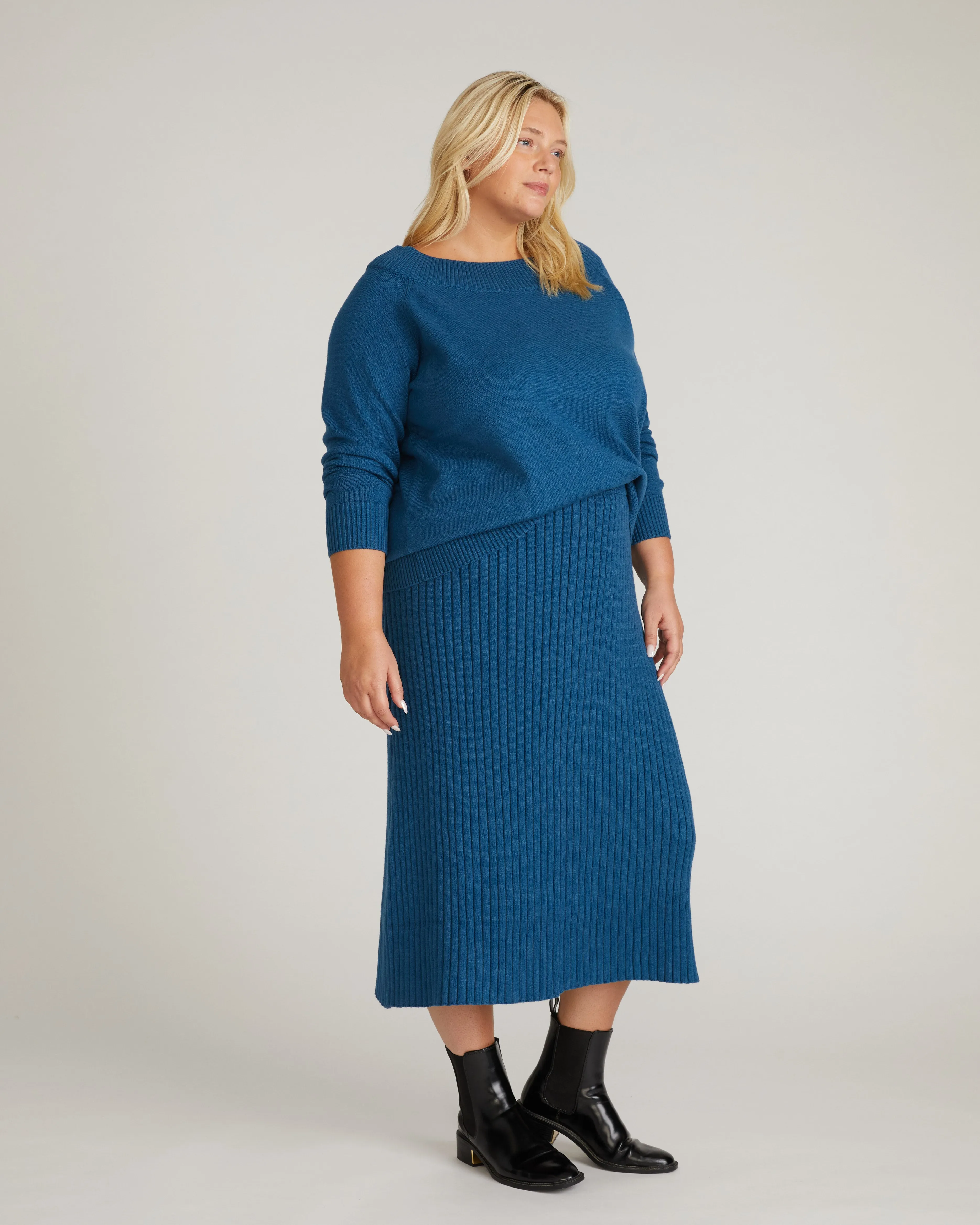 Risa Sweater Skirt - Deep Teal sold by Universal Standard product image thumbnail 2
