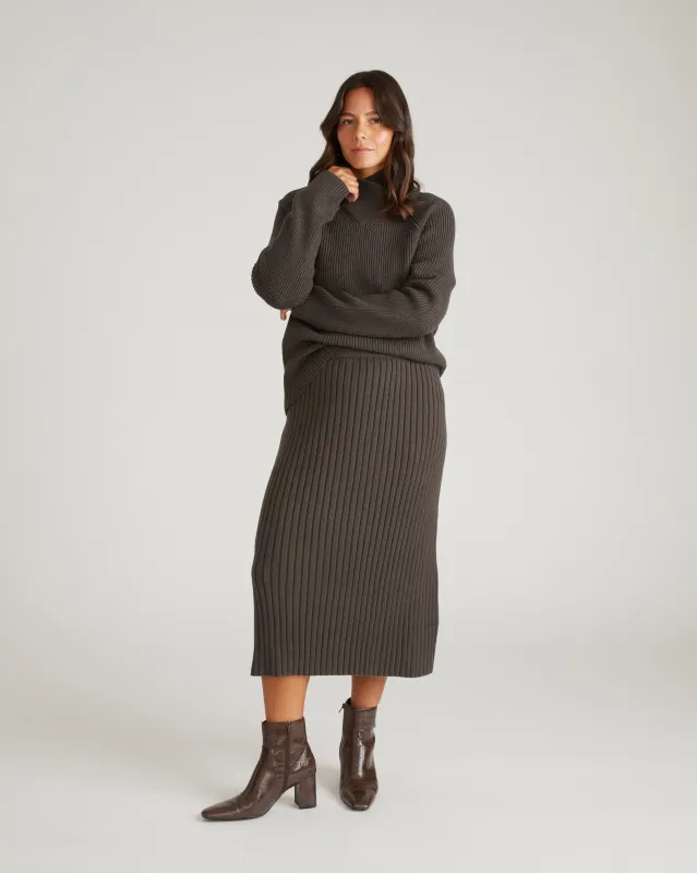 Risa Sweater Skirt - Graphite sold by Universal Standard