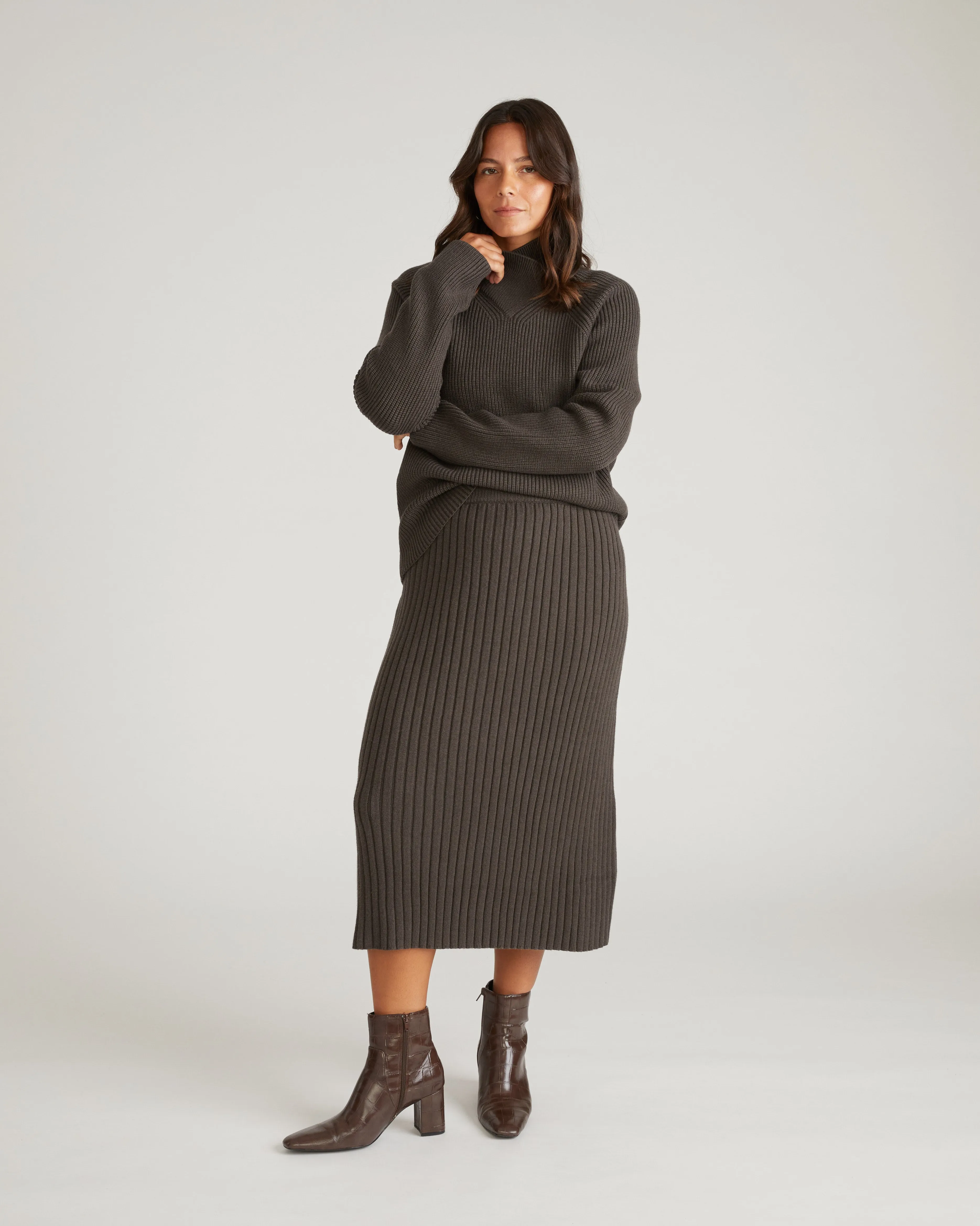 Risa Sweater Skirt - Graphite sold by Universal Standard
