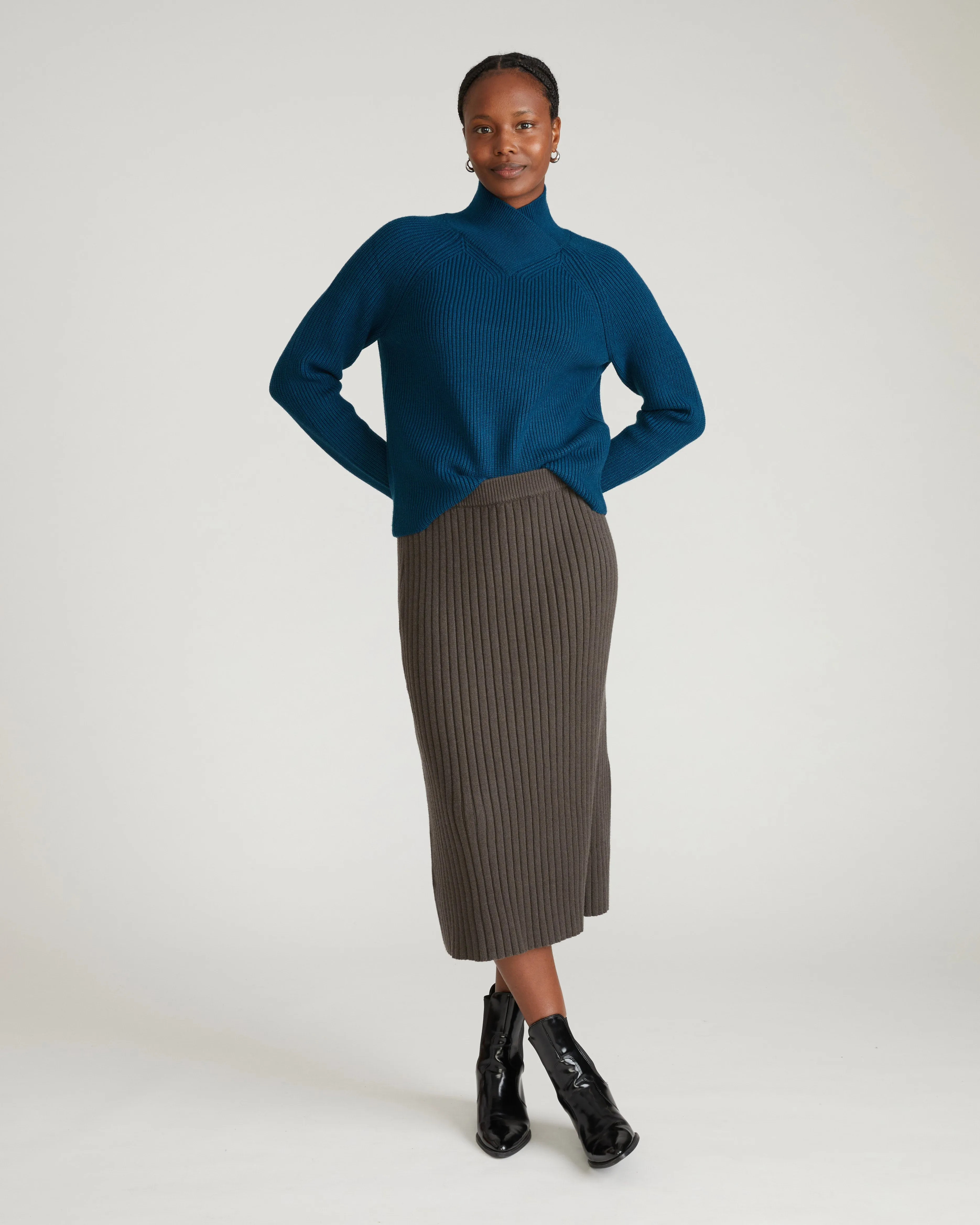 Arly Wrap Neck Sweater - Deep Teal sold by Universal Standard