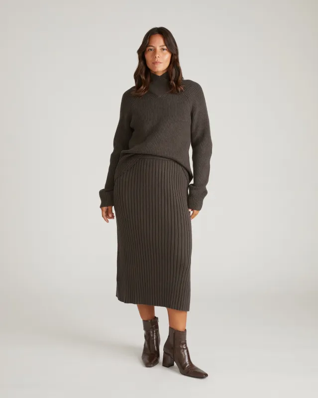 Arly Wrap Neck Sweater - Graphite sold by Universal Standard