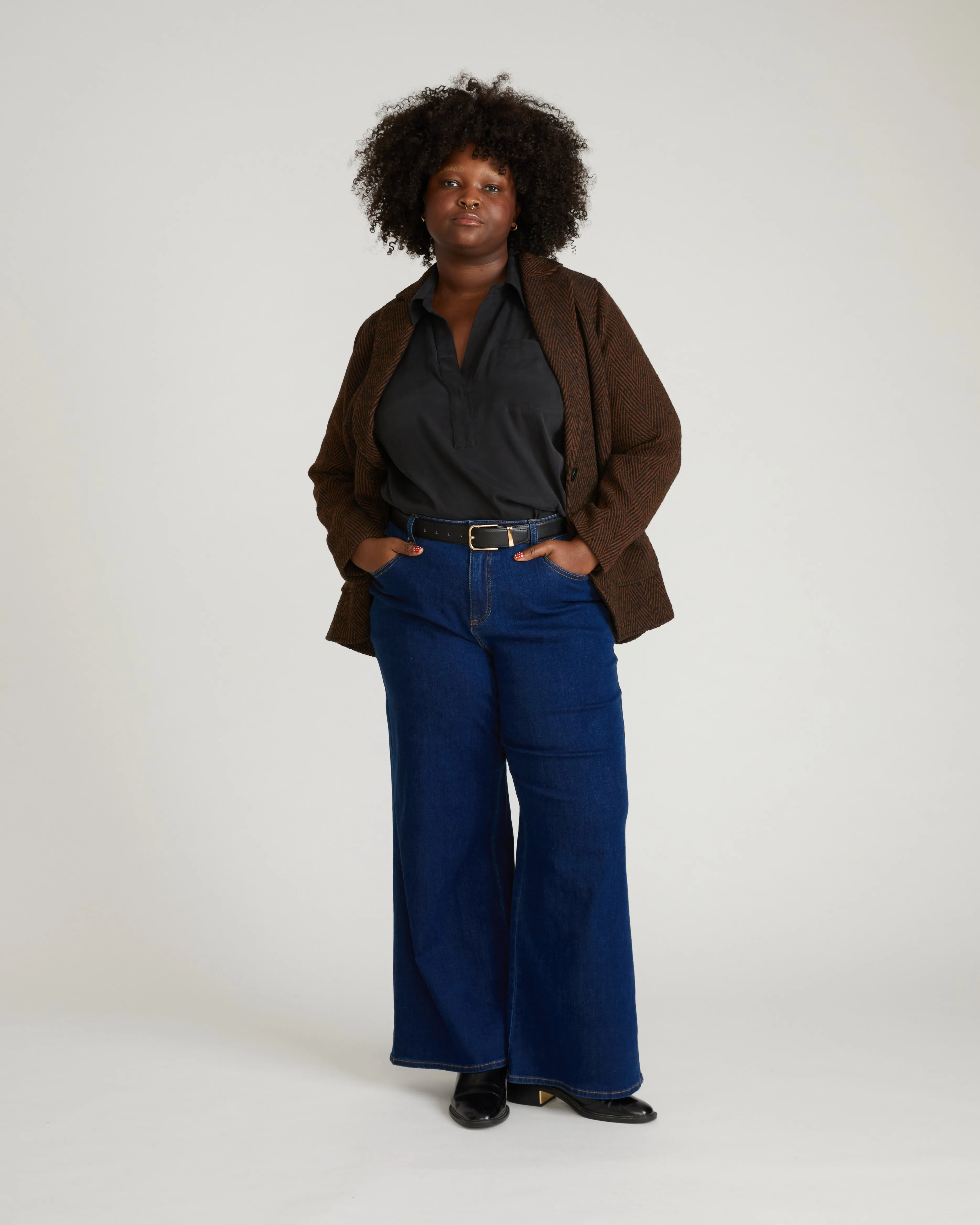 Kidjo Tailored Wool Jacket - Black/Brown Herringbone sold by Universal Standard product image thumbnail 2