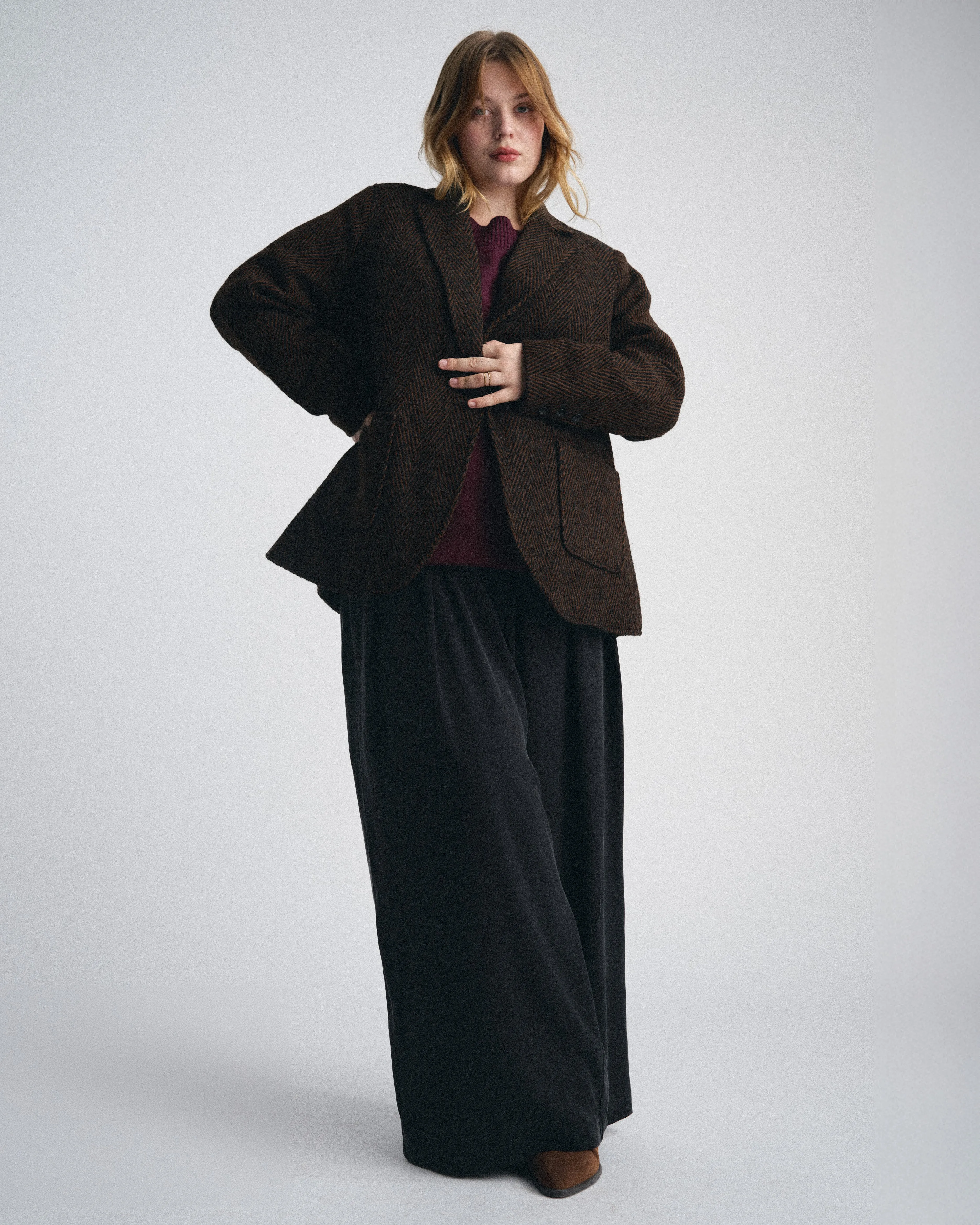 Kidjo Tailored Wool Jacket - Black/Brown Herringbone sold by Universal Standard product image thumbnail 4