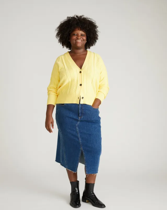 Cable Knit Cardigan - Banana Pudding sold by Universal Standard