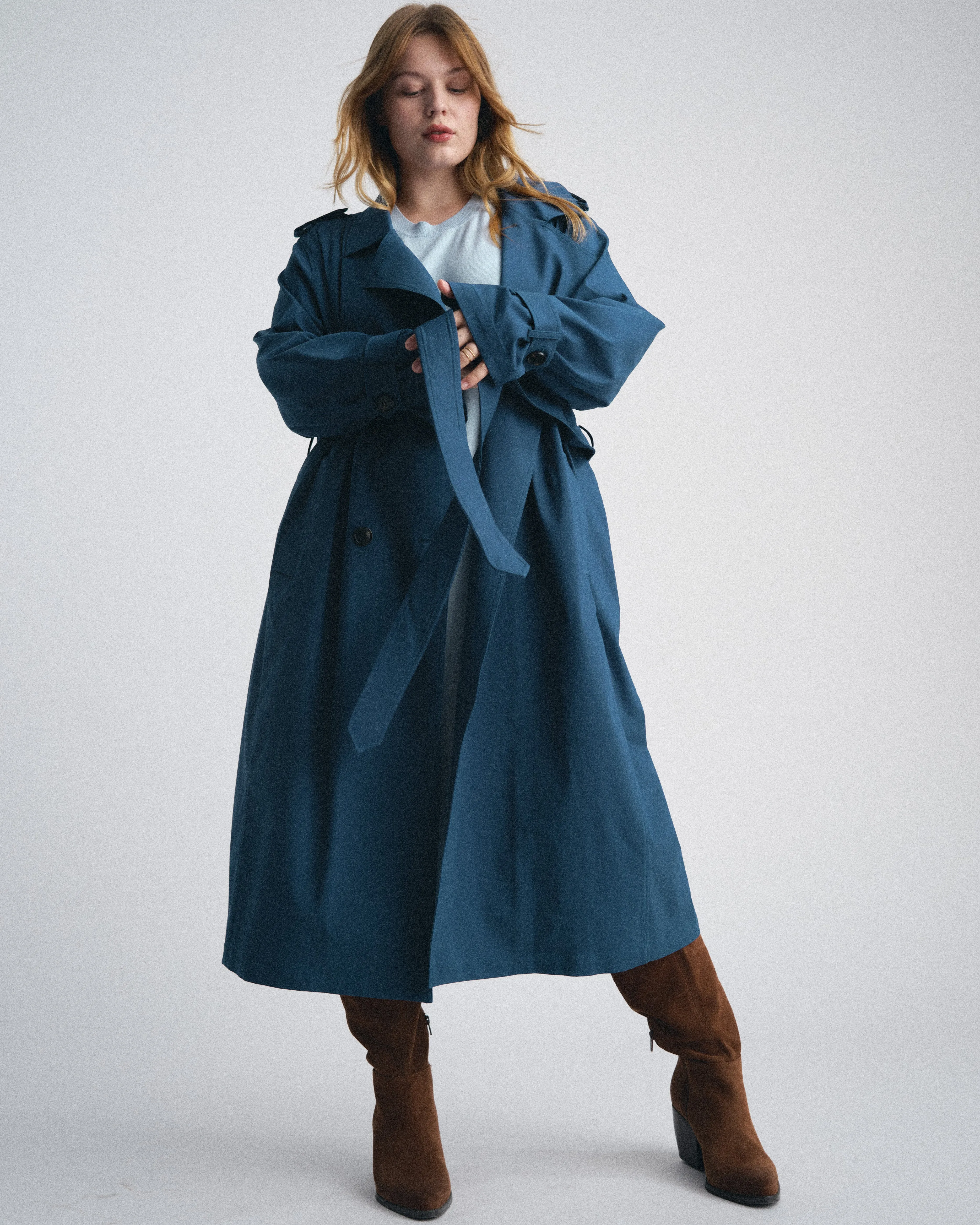 Henning x US Park Soft Trench - Deep Teal sold by Universal Standard