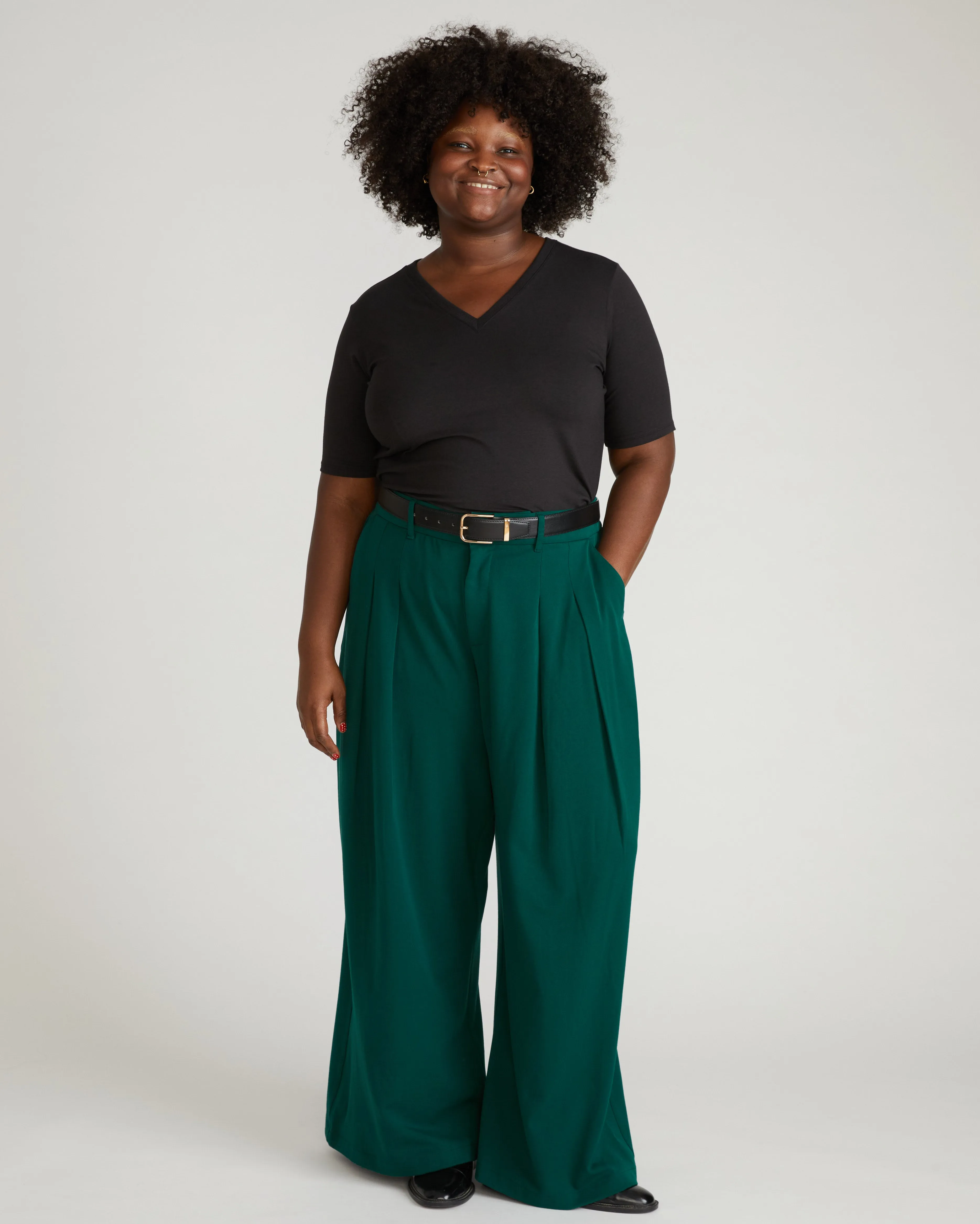 Maia Stovepipe Sleeve V Neck Tee - Black sold by Universal Standard product image thumbnail 2