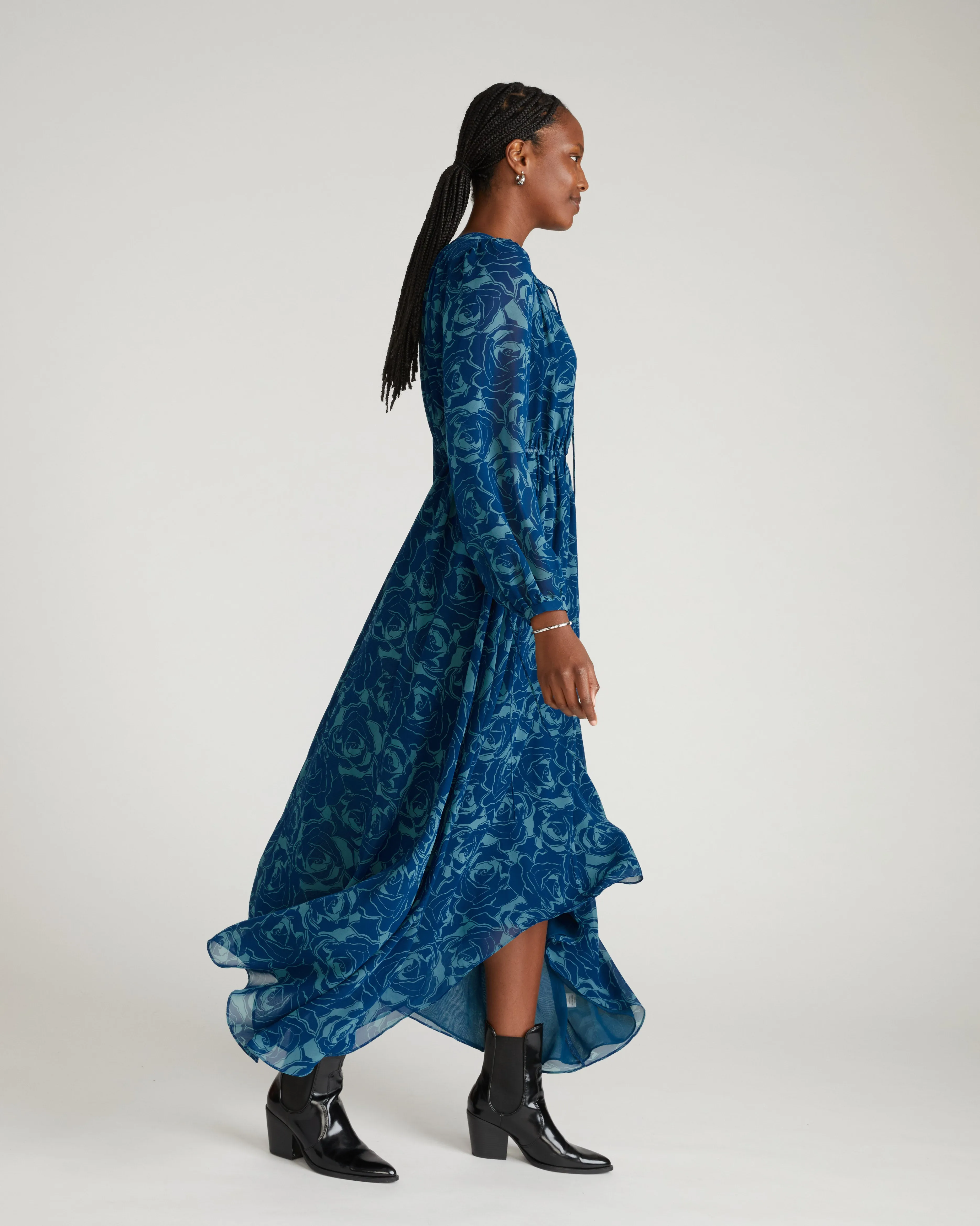Karina Chiffon Dress - Rose Print in Deep Teal sold by Universal Standard product image thumbnail 2