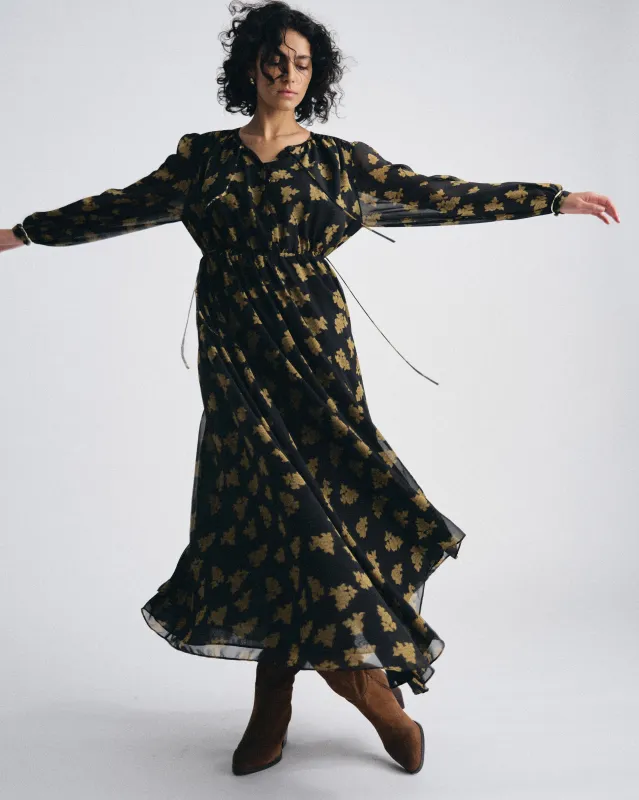 Karina Chiffon Dress - Gold Heirloom Print sold by Universal Standard