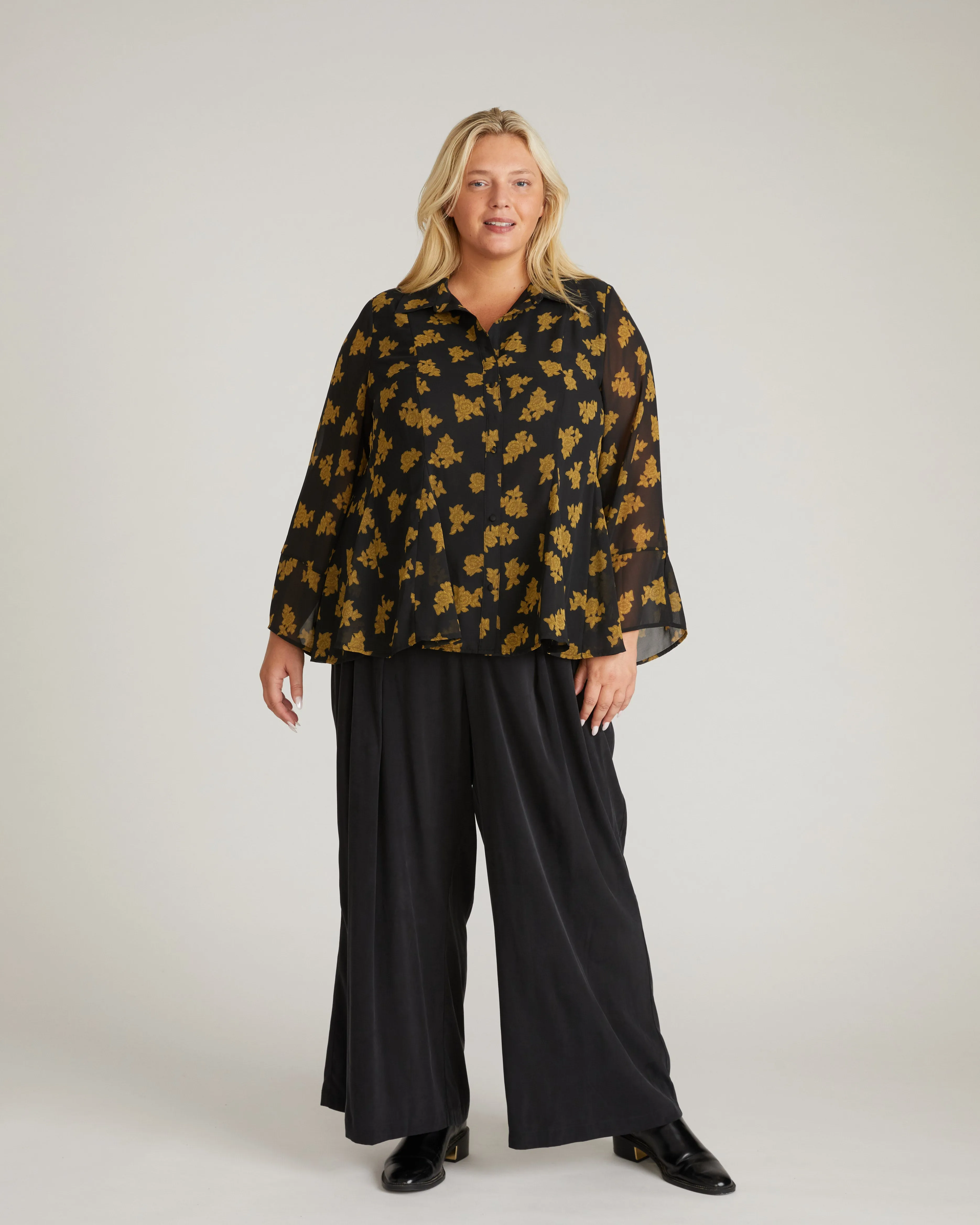 Evie Chiffon Blouse - Gold Heirloom Print sold by Universal Standard product image thumbnail 5
