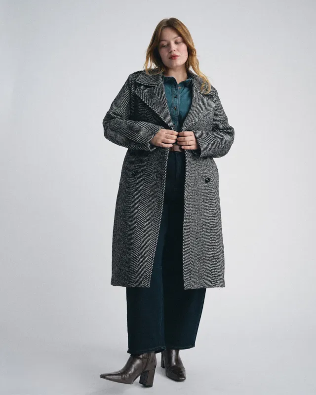 Callaghan Wool Coat - Herringbone sold by Universal Standard