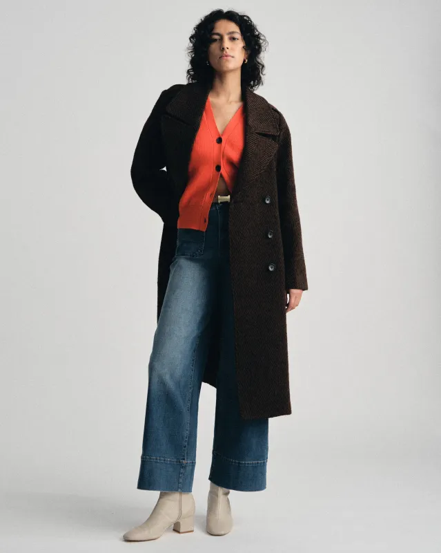 Callaghan Wool Coat - Black/Brown Herringbone sold by Universal Standard
