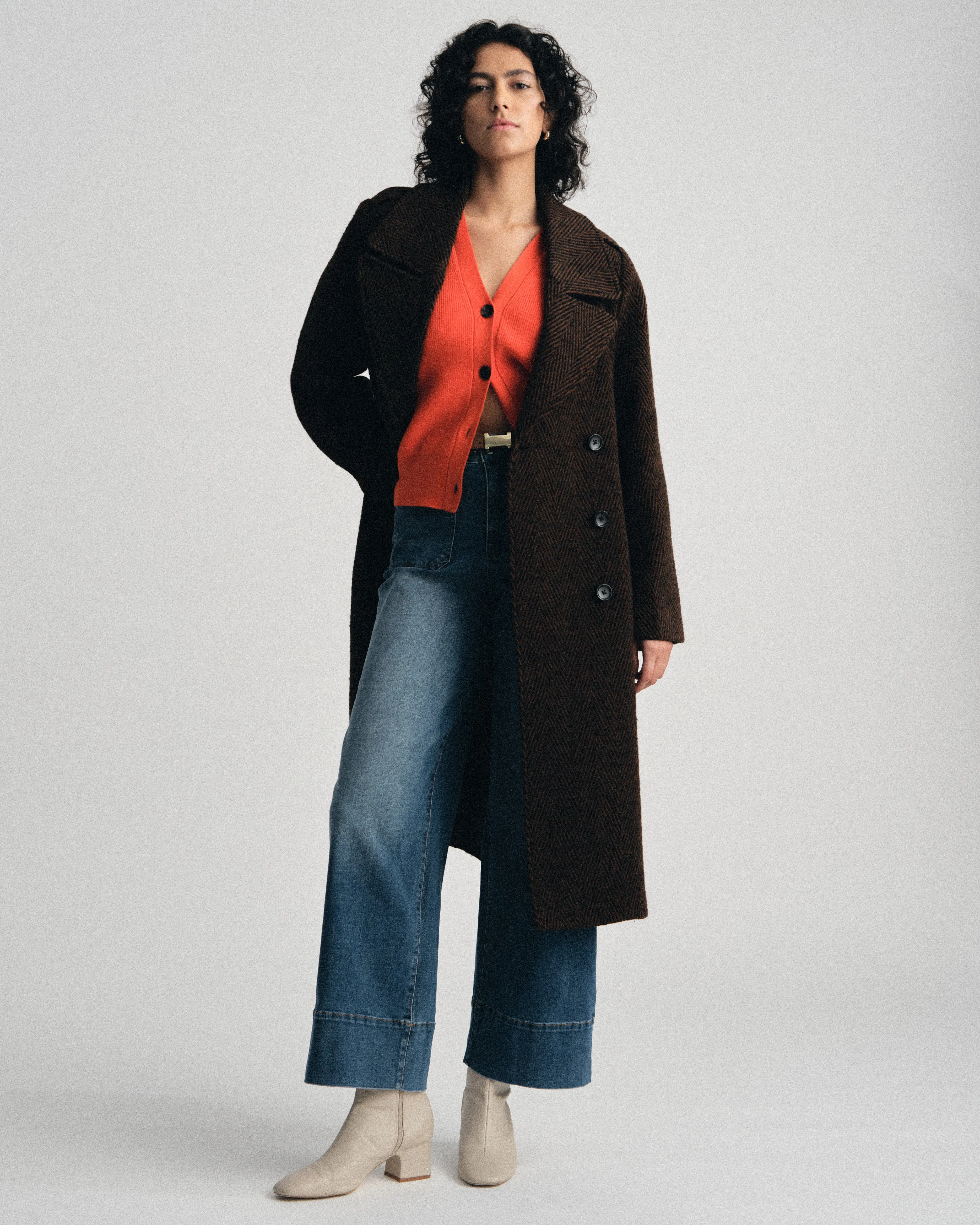 Callaghan Wool Coat - Black/Brown Herringbone sold by Universal Standard