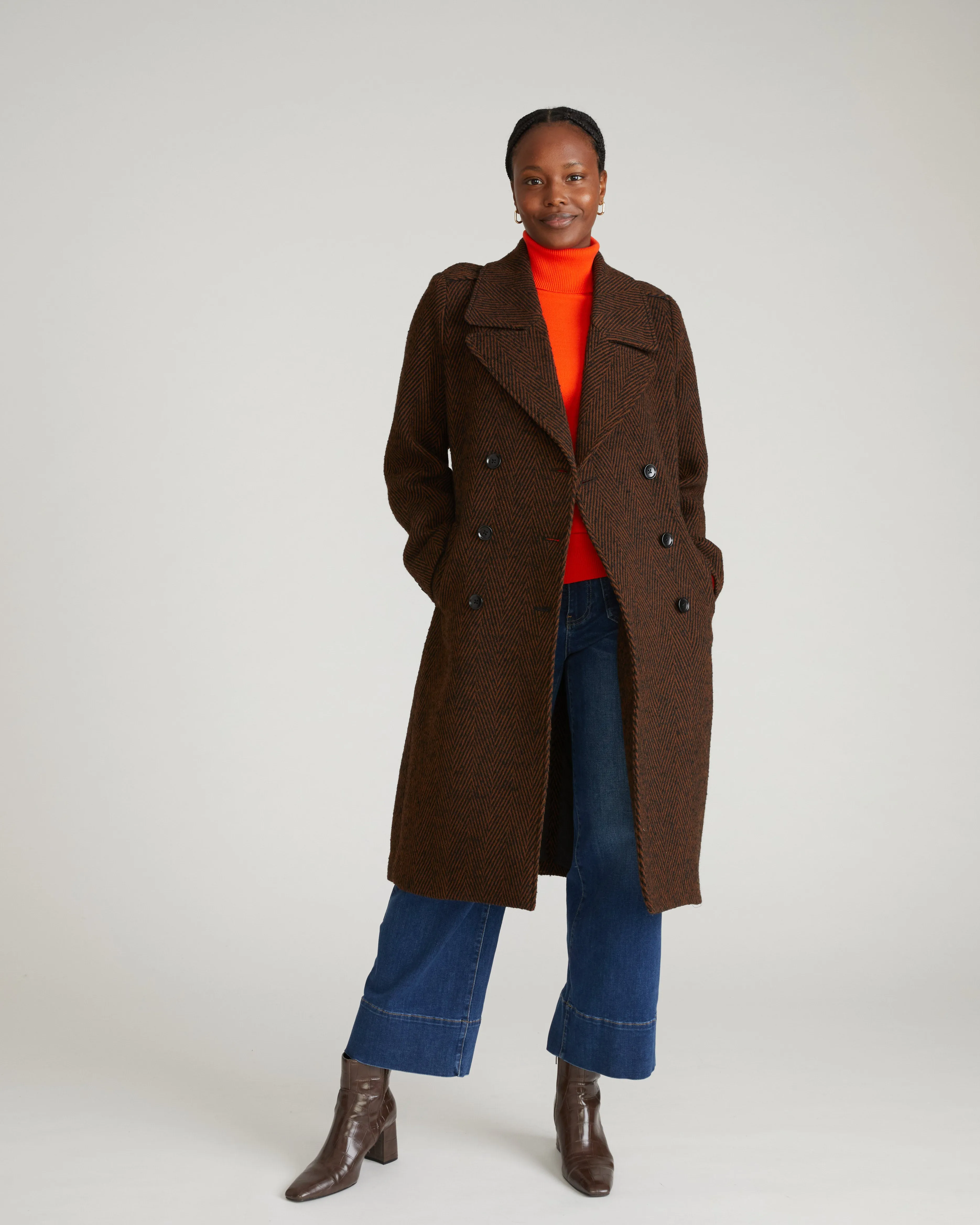 Callaghan Wool Coat - Black/Brown Herringbone sold by Universal Standard product image thumbnail 4