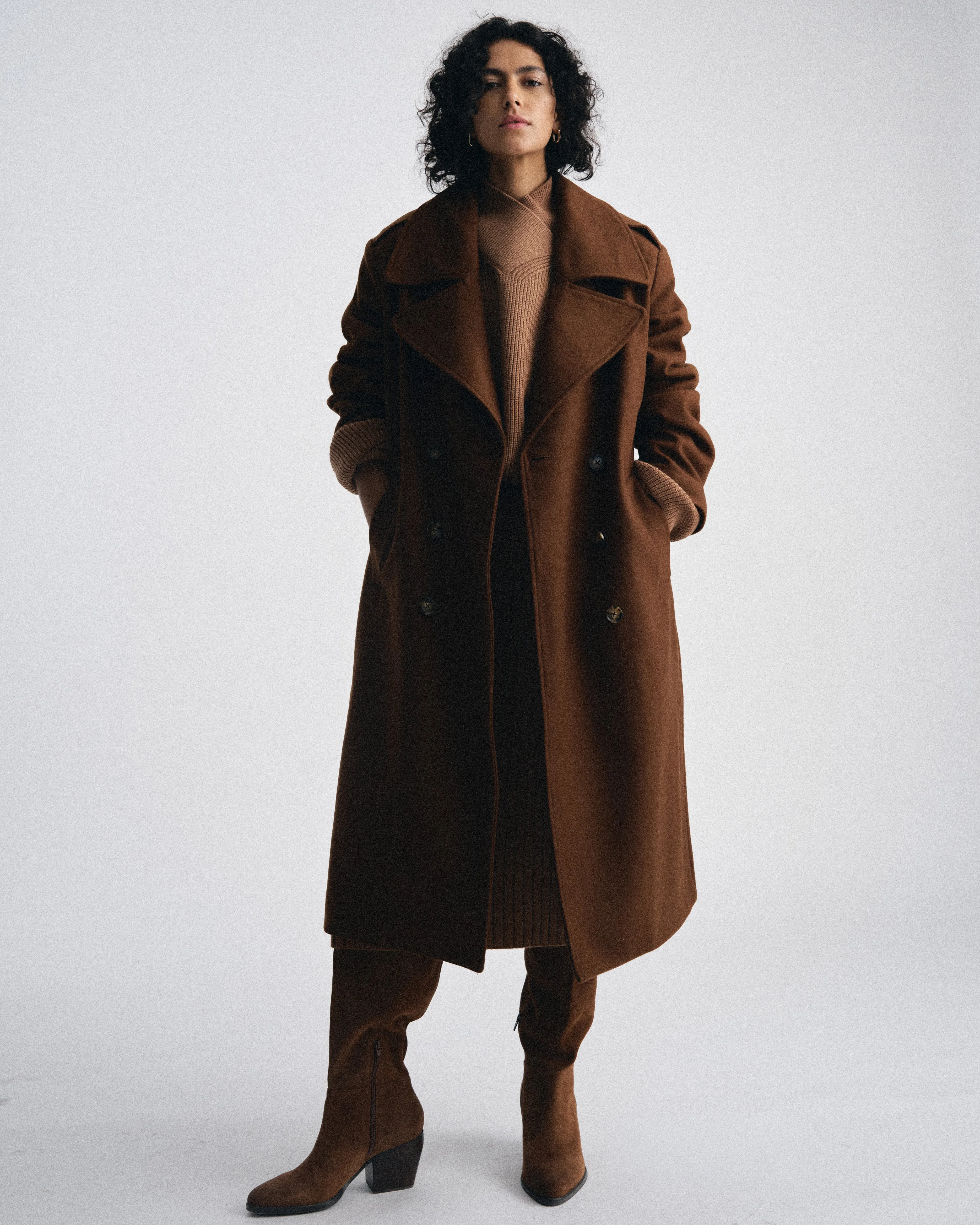 Callaghan Wool Coat - Grizzly sold by Universal Standard