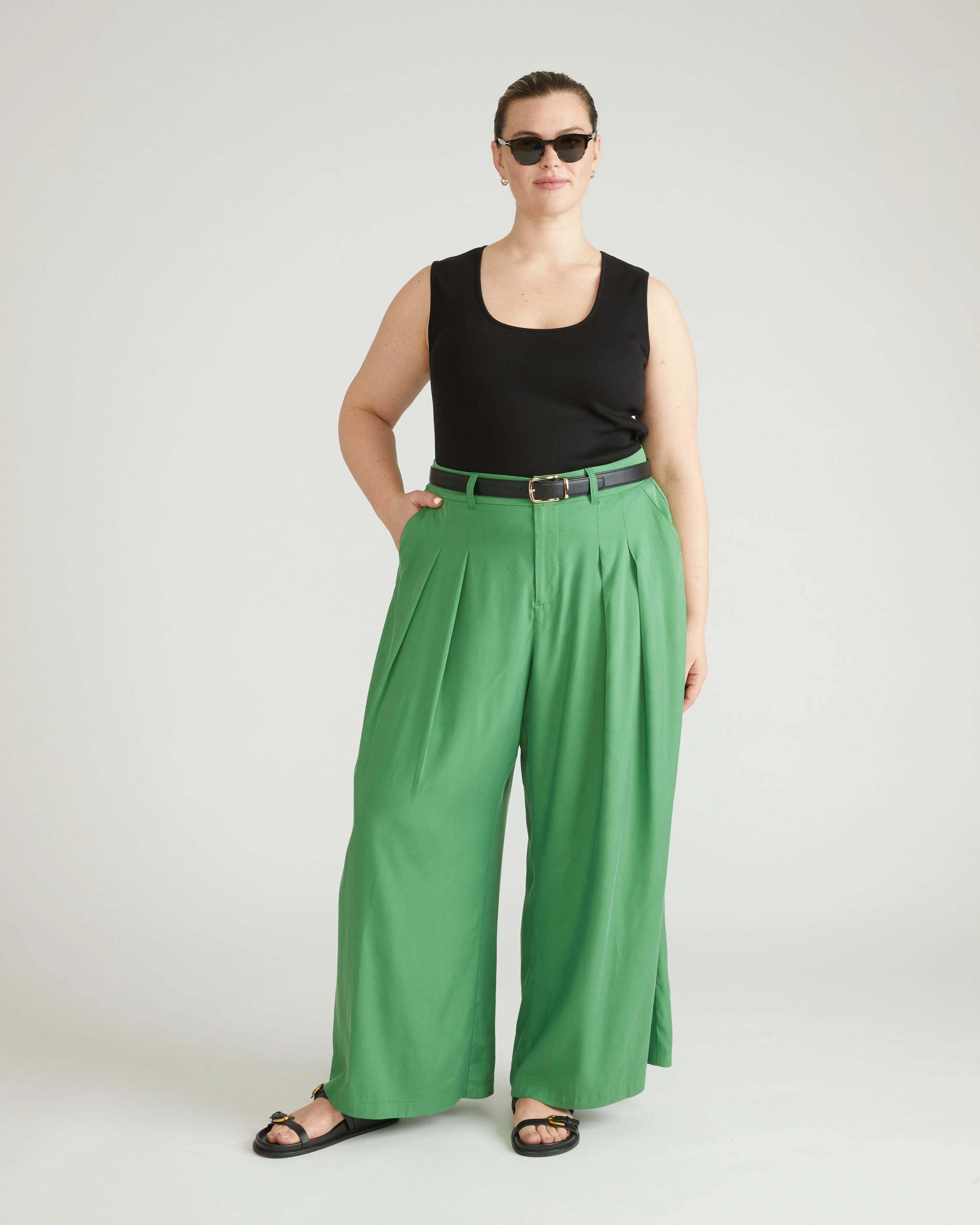 Palais Cooling Cupro Wide Leg Pant - Clover sold by Universal Standard