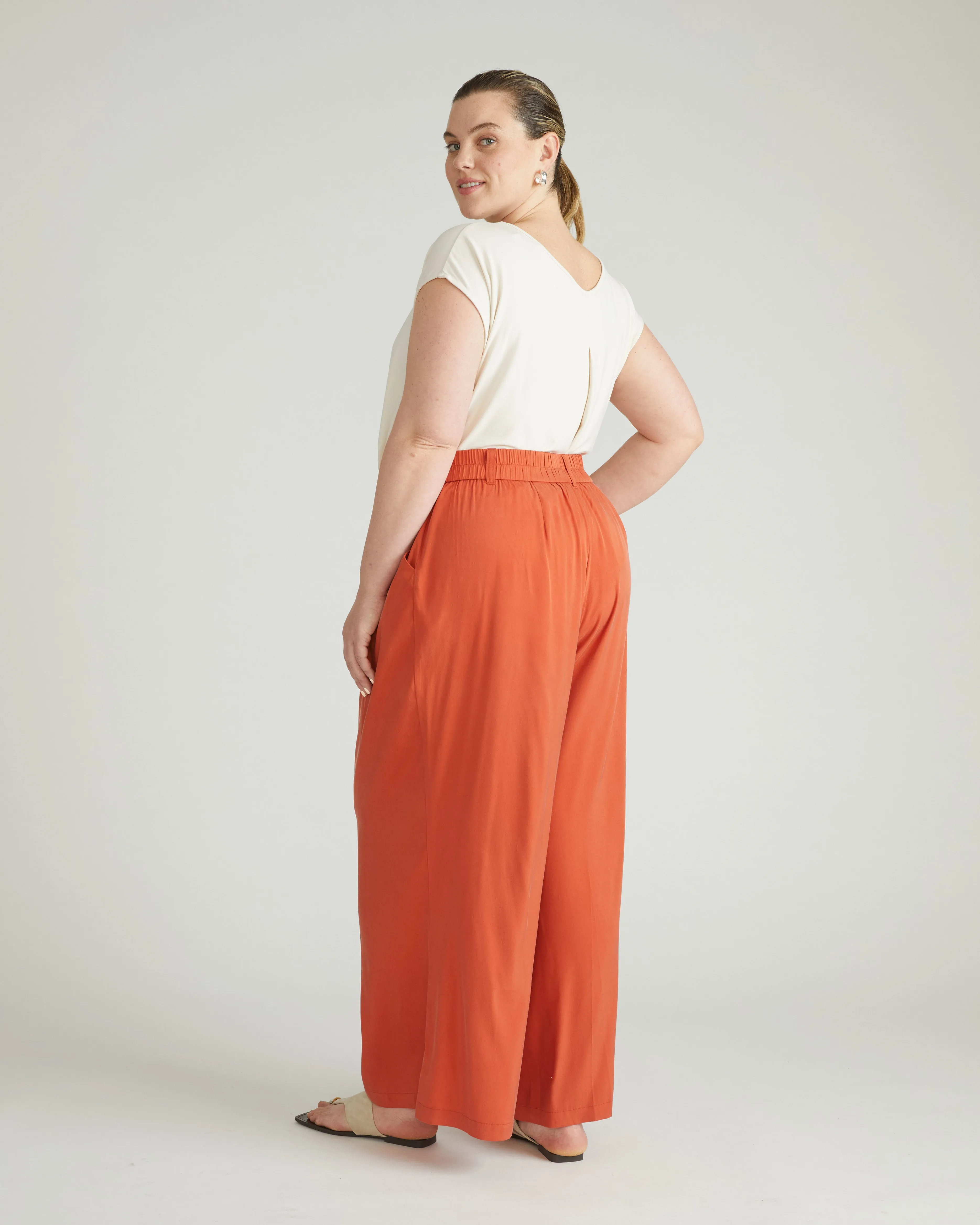 Palais Cooling Cupro Wide Leg Pant - Warm Russet sold by Universal Standard product image thumbnail 3
