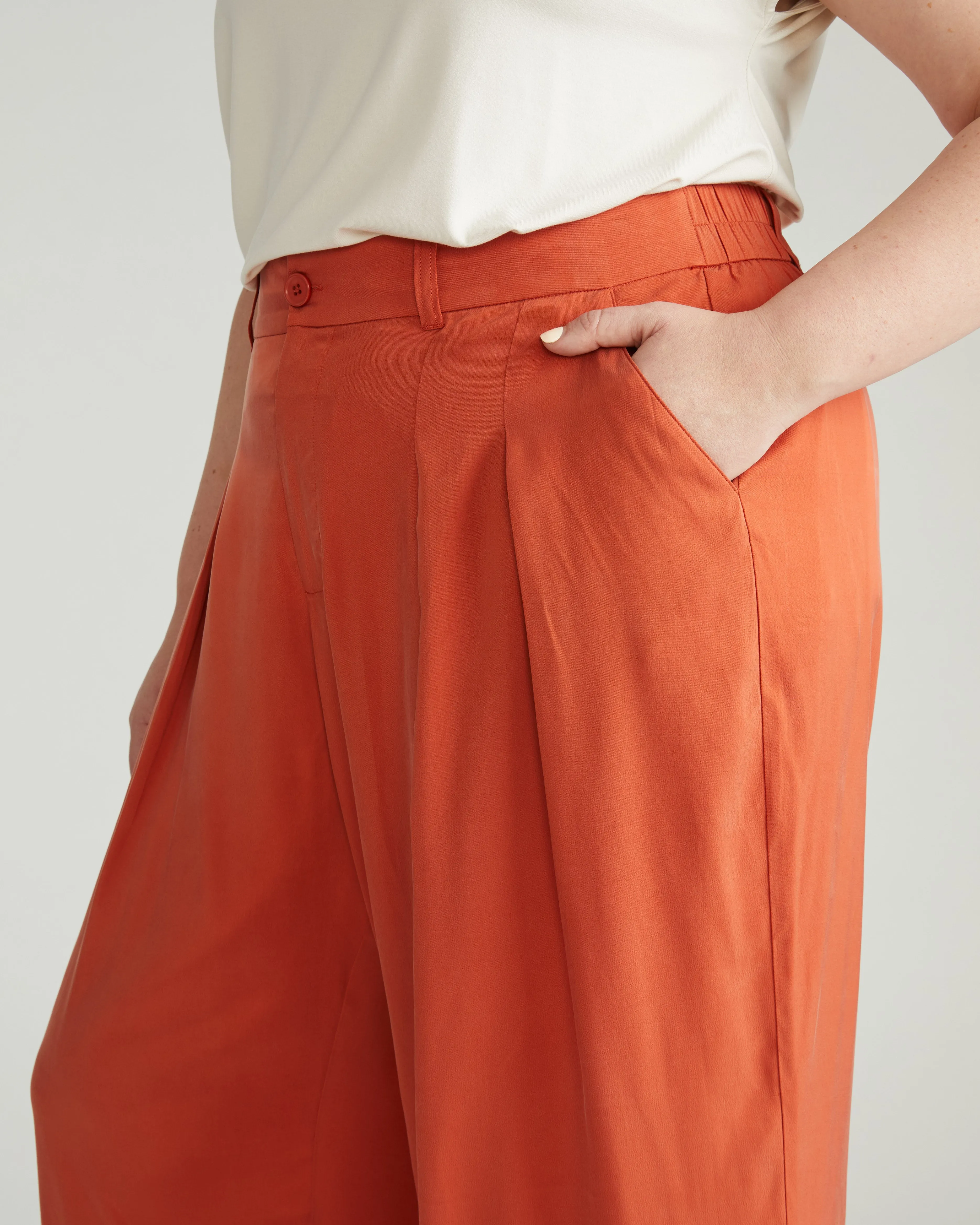 Palais Cooling Cupro Wide Leg Pant - Warm Russet sold by Universal Standard product image thumbnail 2