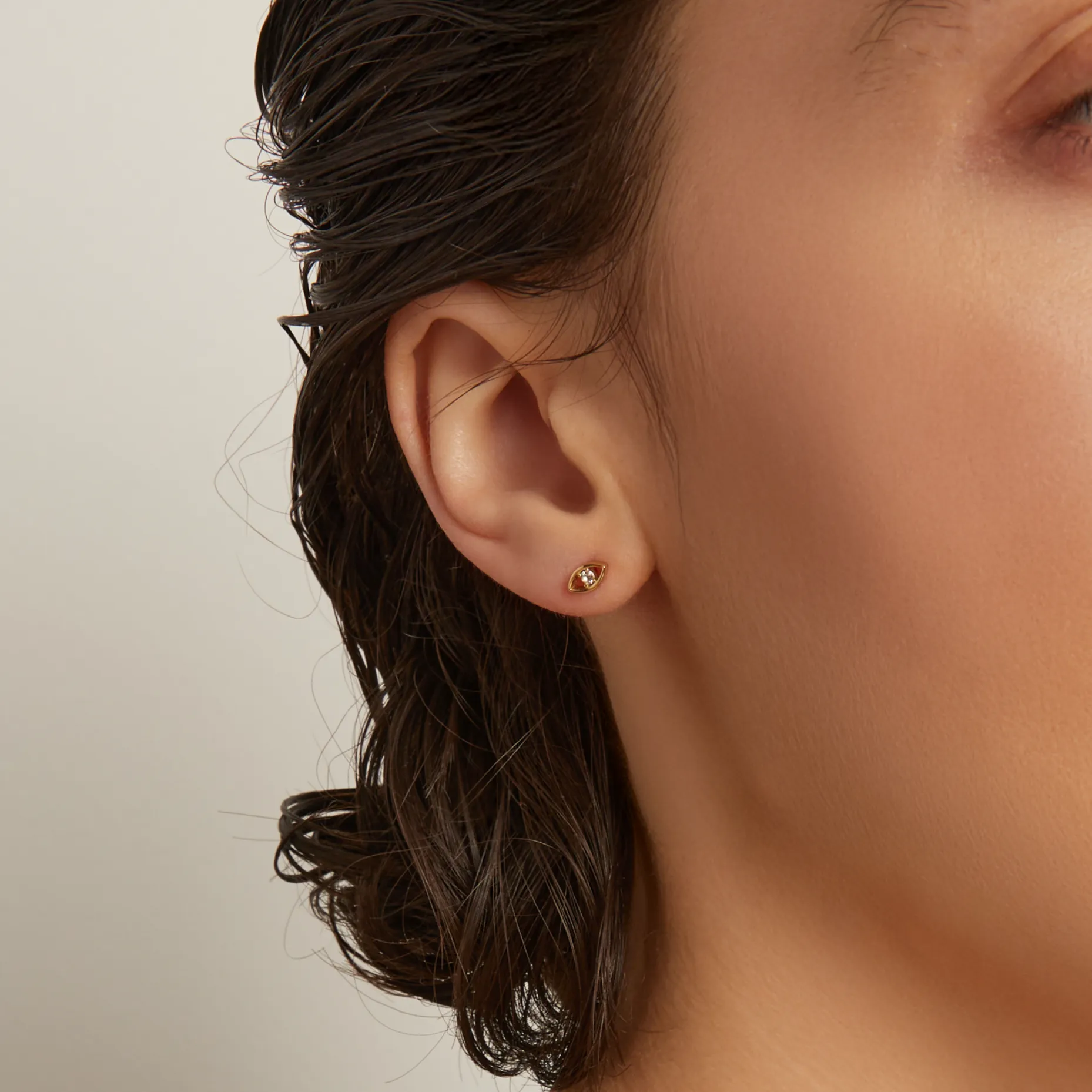 Aurate Lab Grown White Sapphire Evil Eye Stud Earrings sold by Universal Standard product image thumbnail 2