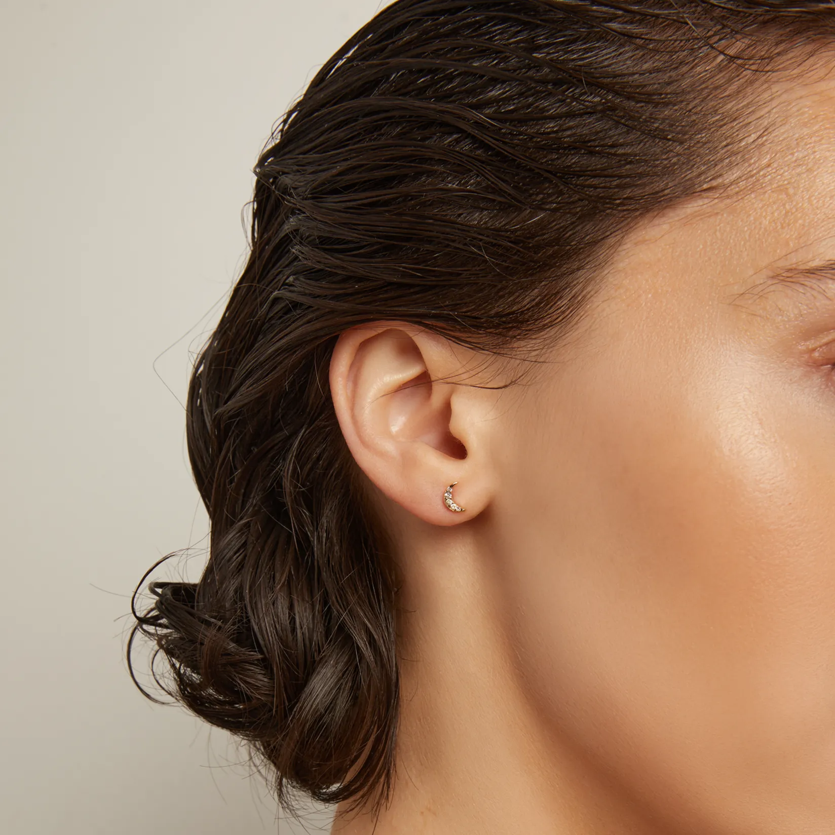 Aurate Lab Grown White Sapphire Moon Stud Earrings sold by Universal Standard product image thumbnail 2