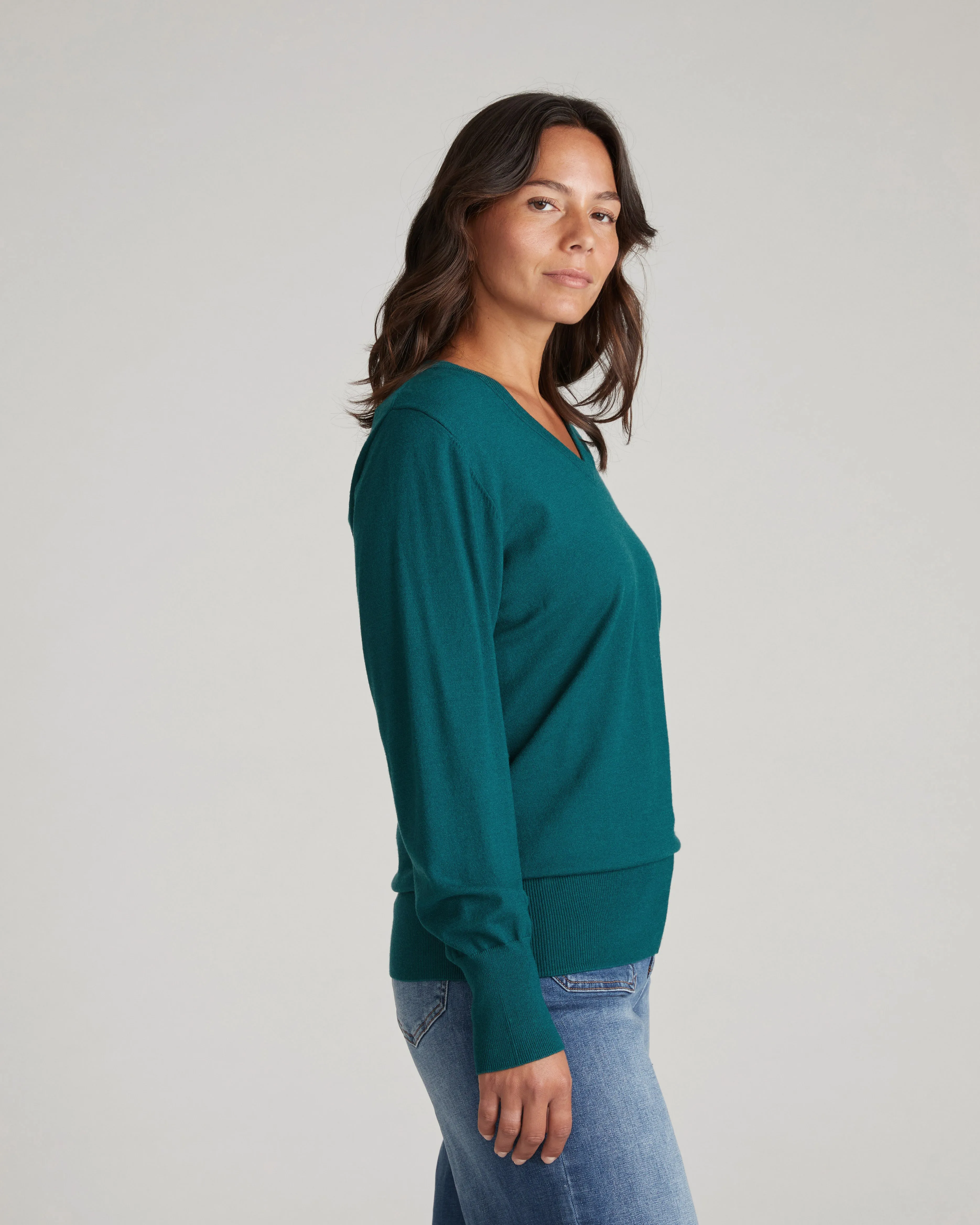 Savvy Fine Knit V Sweater - Deep Sea sold by Universal Standard product image thumbnail 2