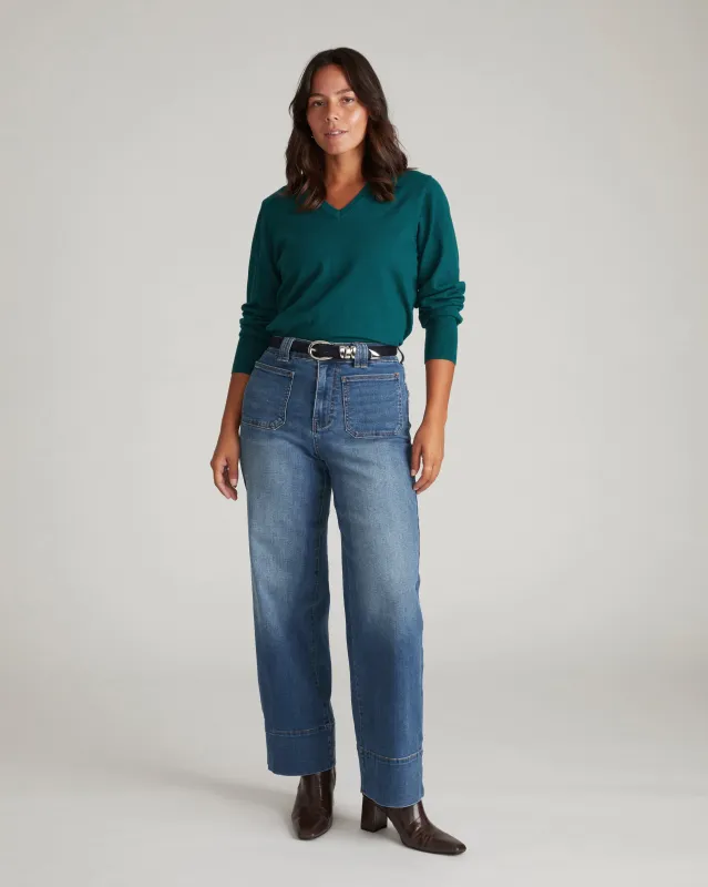 Savvy Fine Knit V Sweater - Botanic sold by Universal Standard