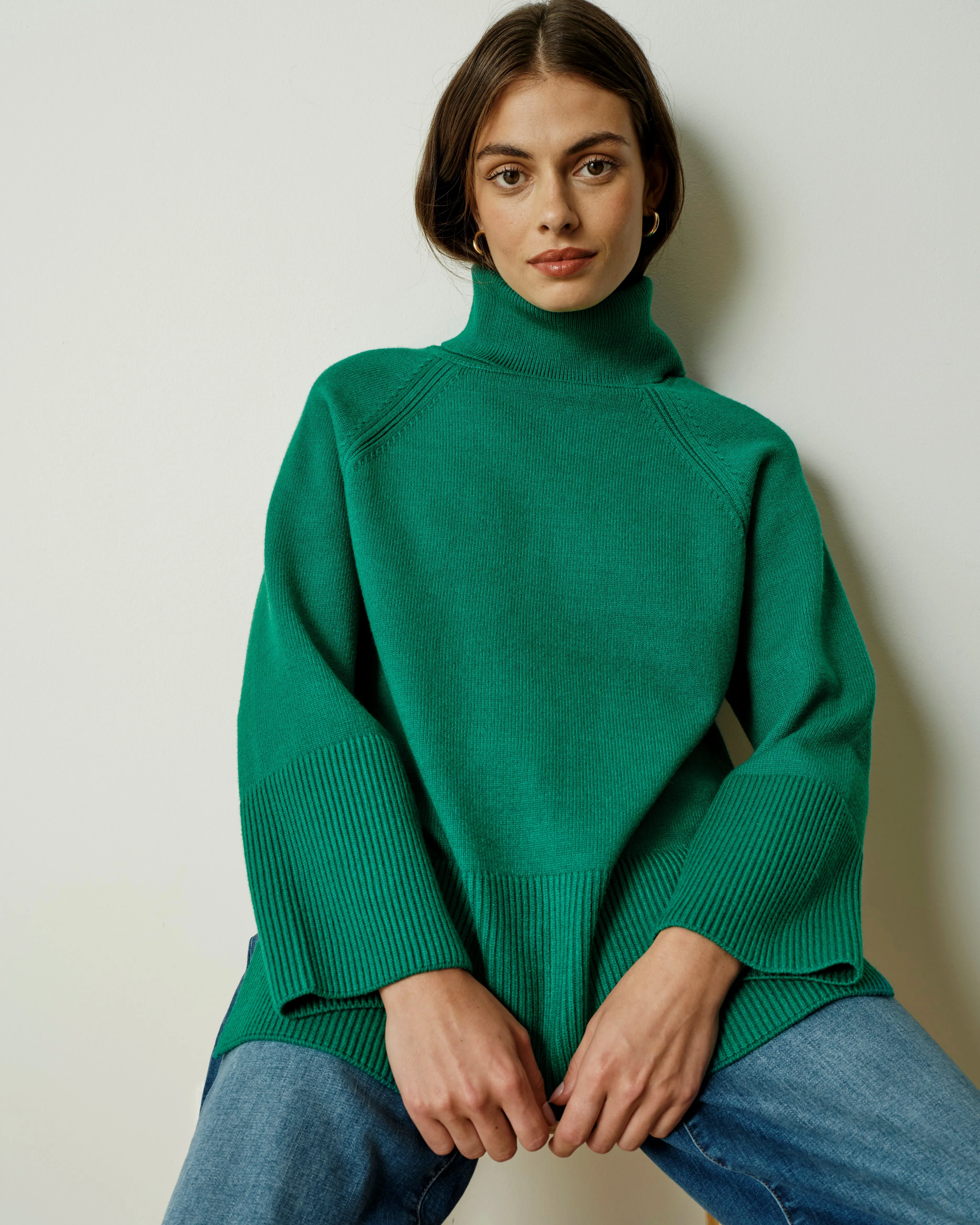 Better-Than-Wool Oversize Turtleneck Sweater - Green Tourmaline sold by Universal Standard