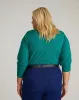 Savvy Fine Knit V Sweater - Green Tourmaline sold by Universal Standard