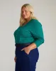 Savvy Fine Knit V Sweater - Green Tourmaline sold by Universal Standard