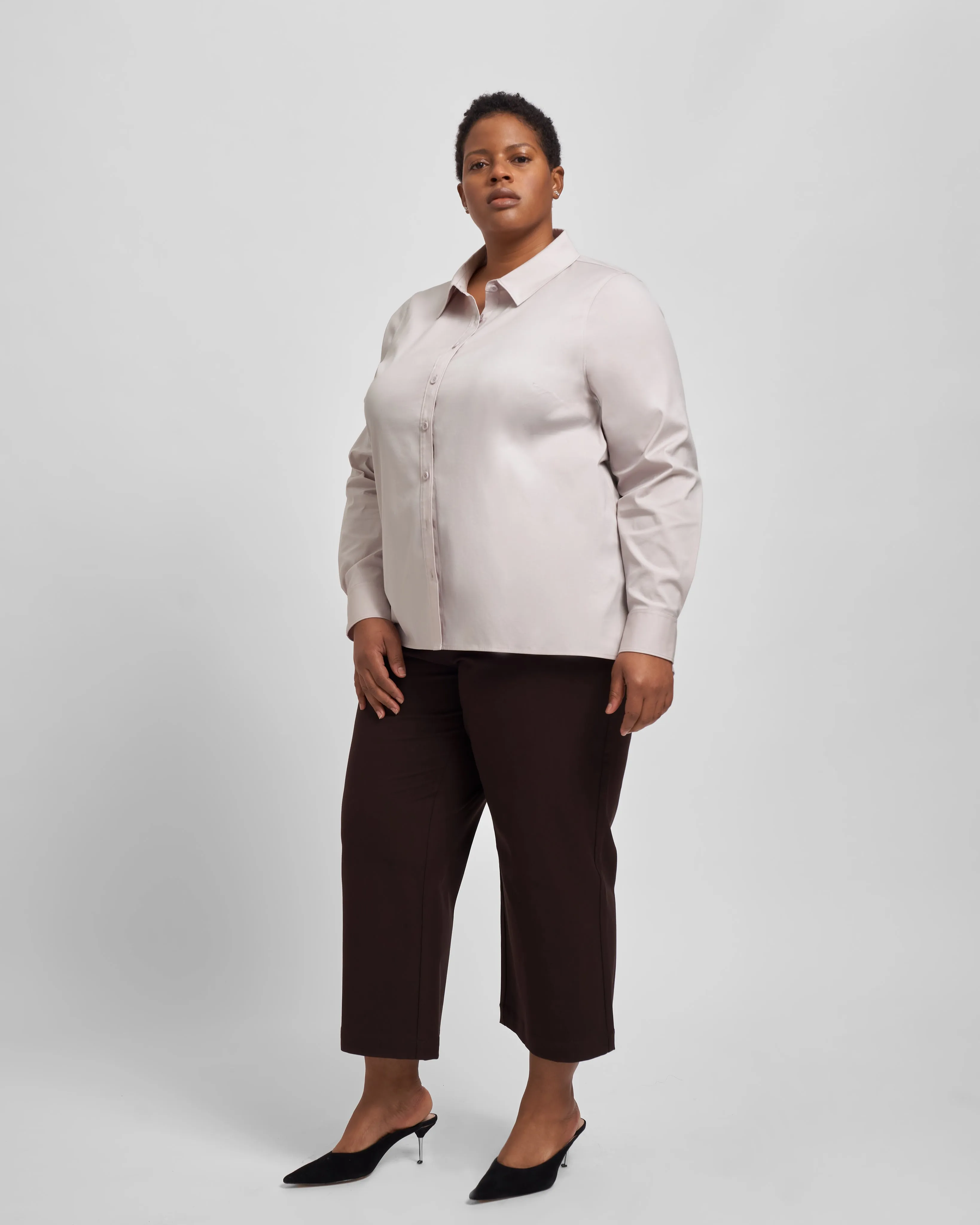 Canna Hi-Low Shirt - Dusty Lilac sold by Universal Standard