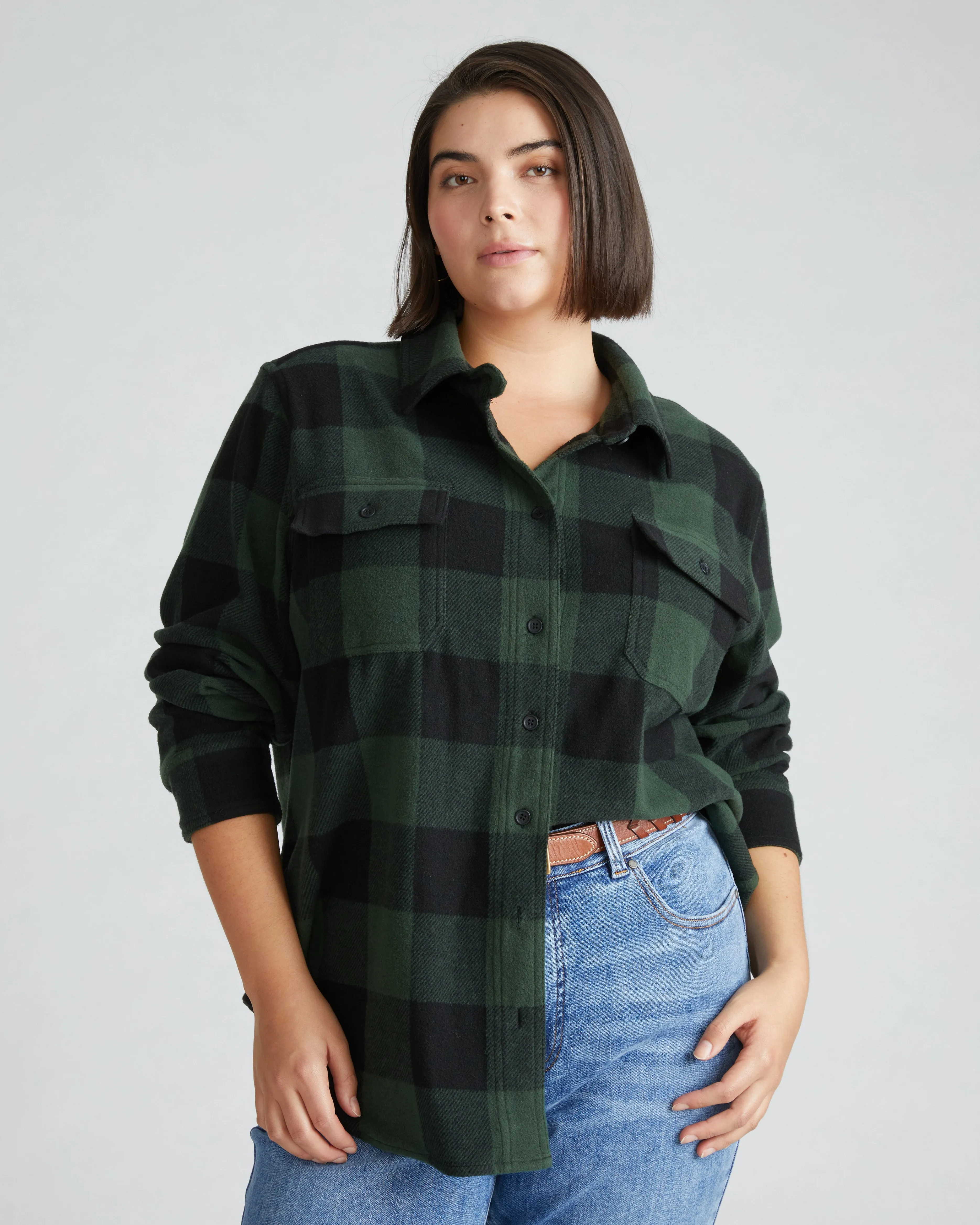 Maine Stretch Flannel Shirt - Dark Forest Plaid sold by Universal Standard product image thumbnail 2