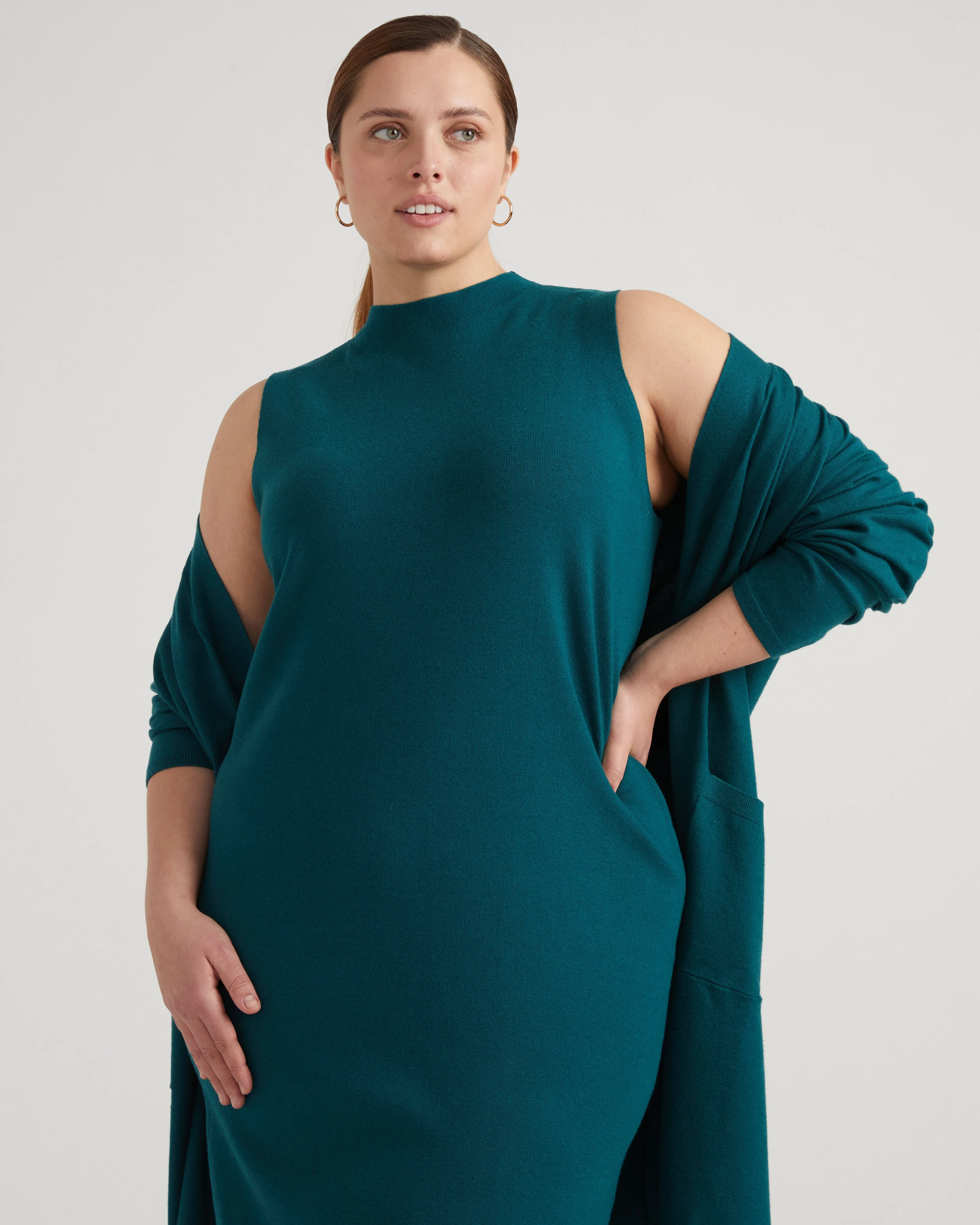 Savvy Double Knit Sweater Dress - Deep Sea sold by Universal Standard