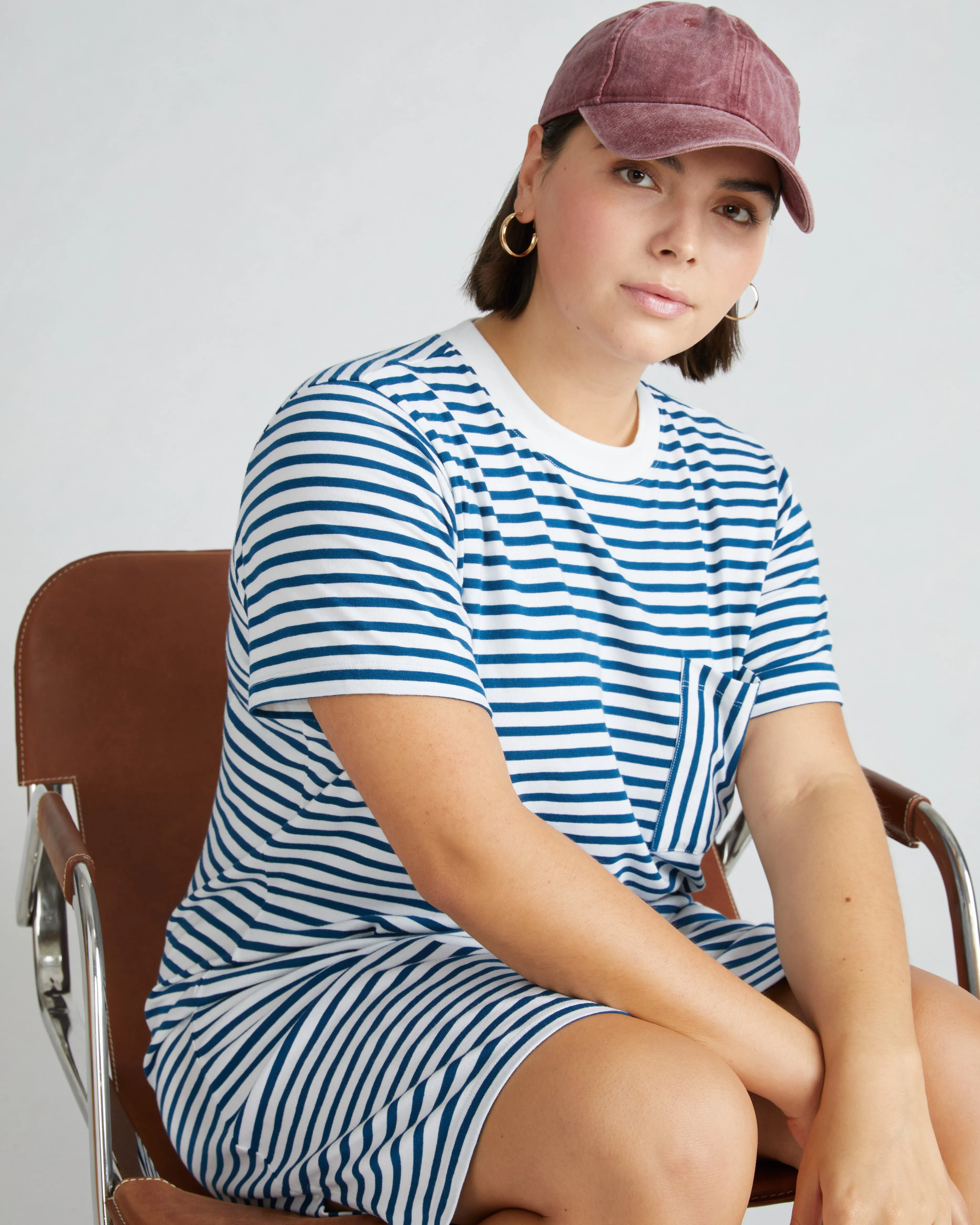 Garcon Tee Dress - Linen White/Glassy Blue Stripe sold by Universal Standard product image thumbnail 3
