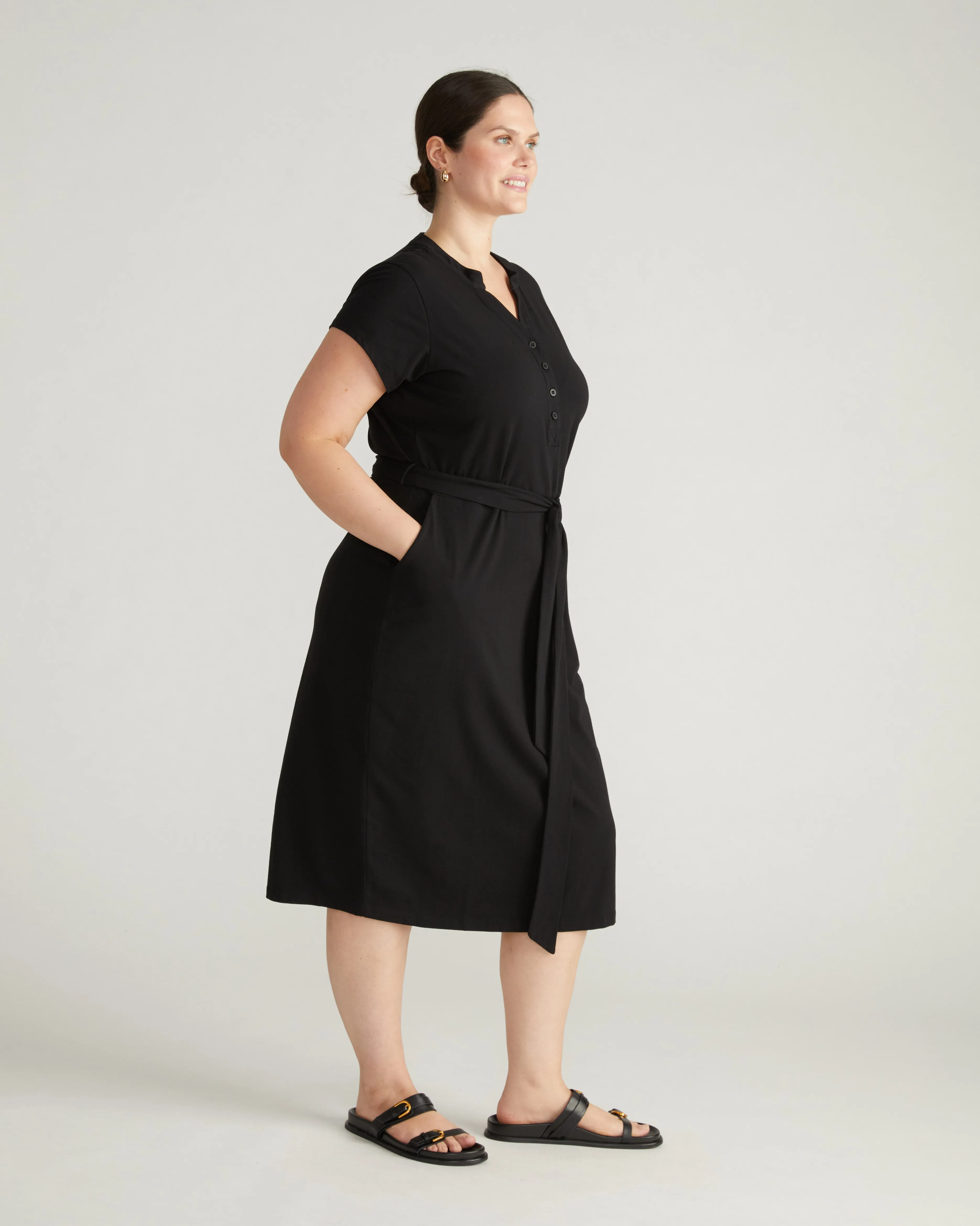 Band Collar Jersey Tie Travel Dress - Black sold by Universal Standard product image thumbnail 3